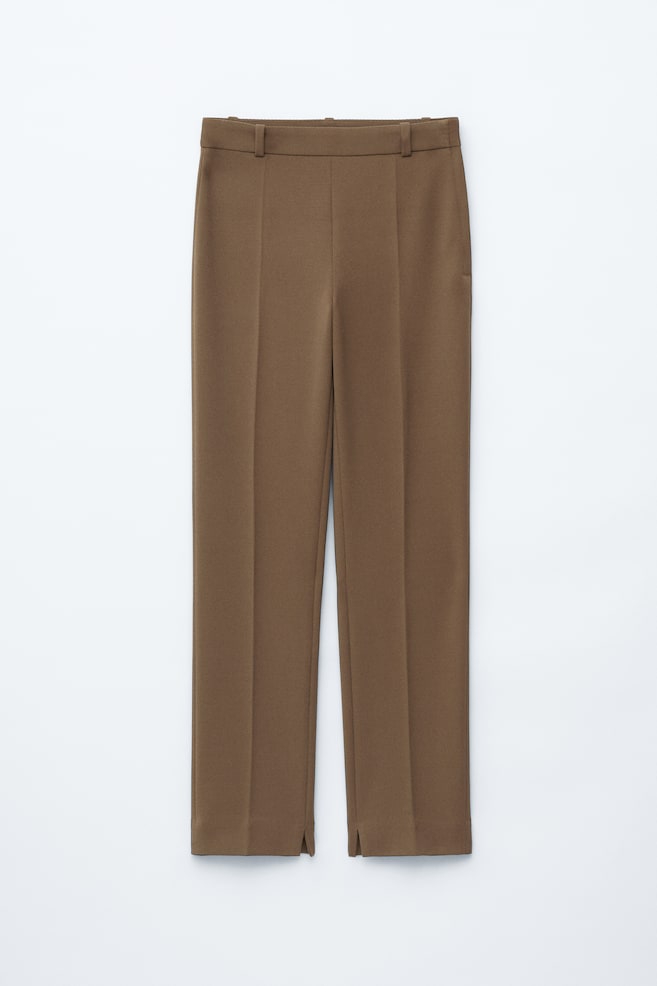 Slim-Leg Press-Crease Trousers - Khaki Brown/Black - 1