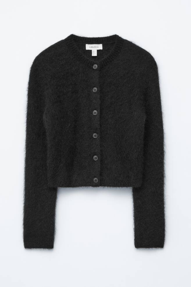 Mohair-Blend Brushed Cardigan - Black - 1