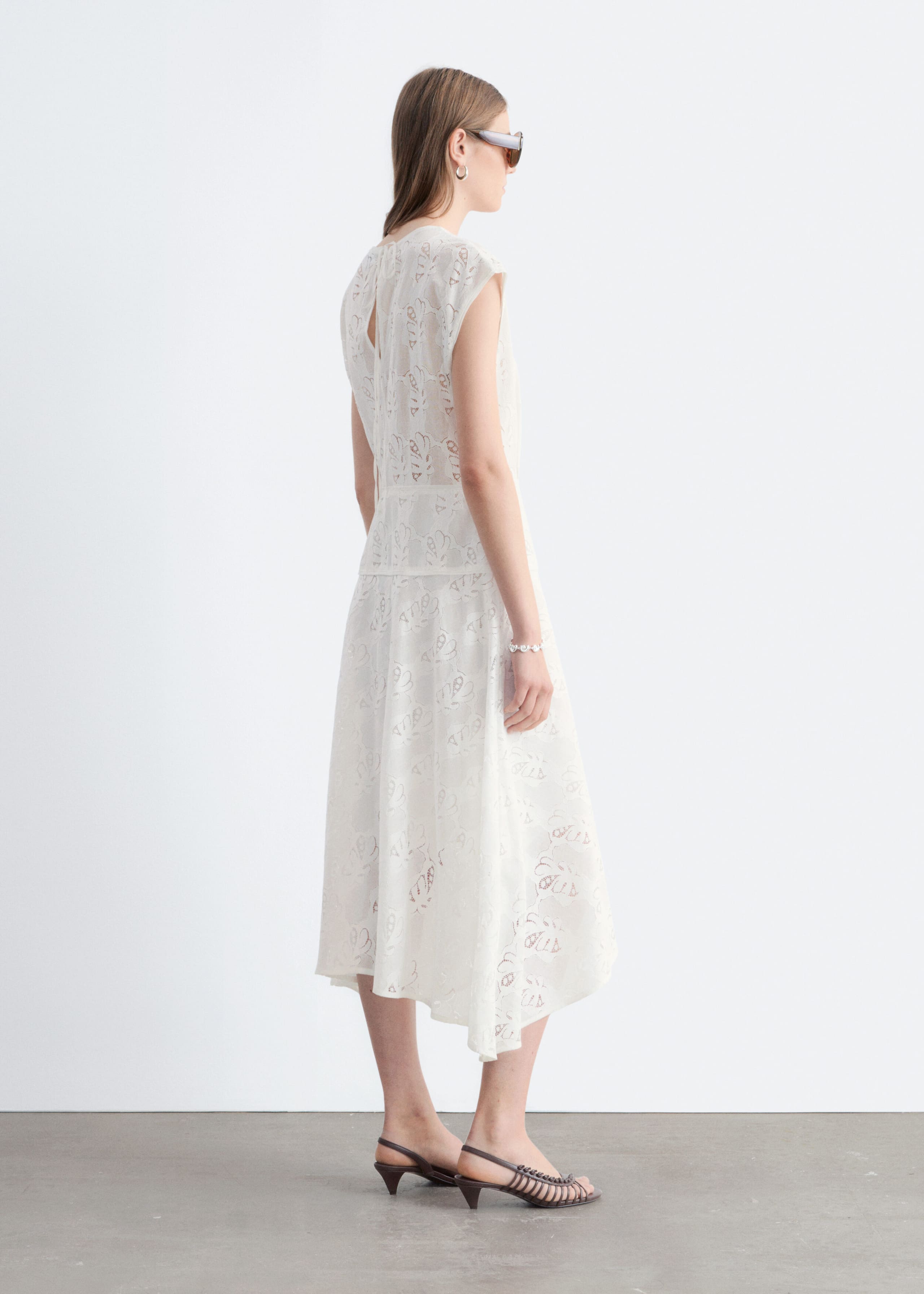 Bias-Cut Lace Midi Dress - White - Lookbook
