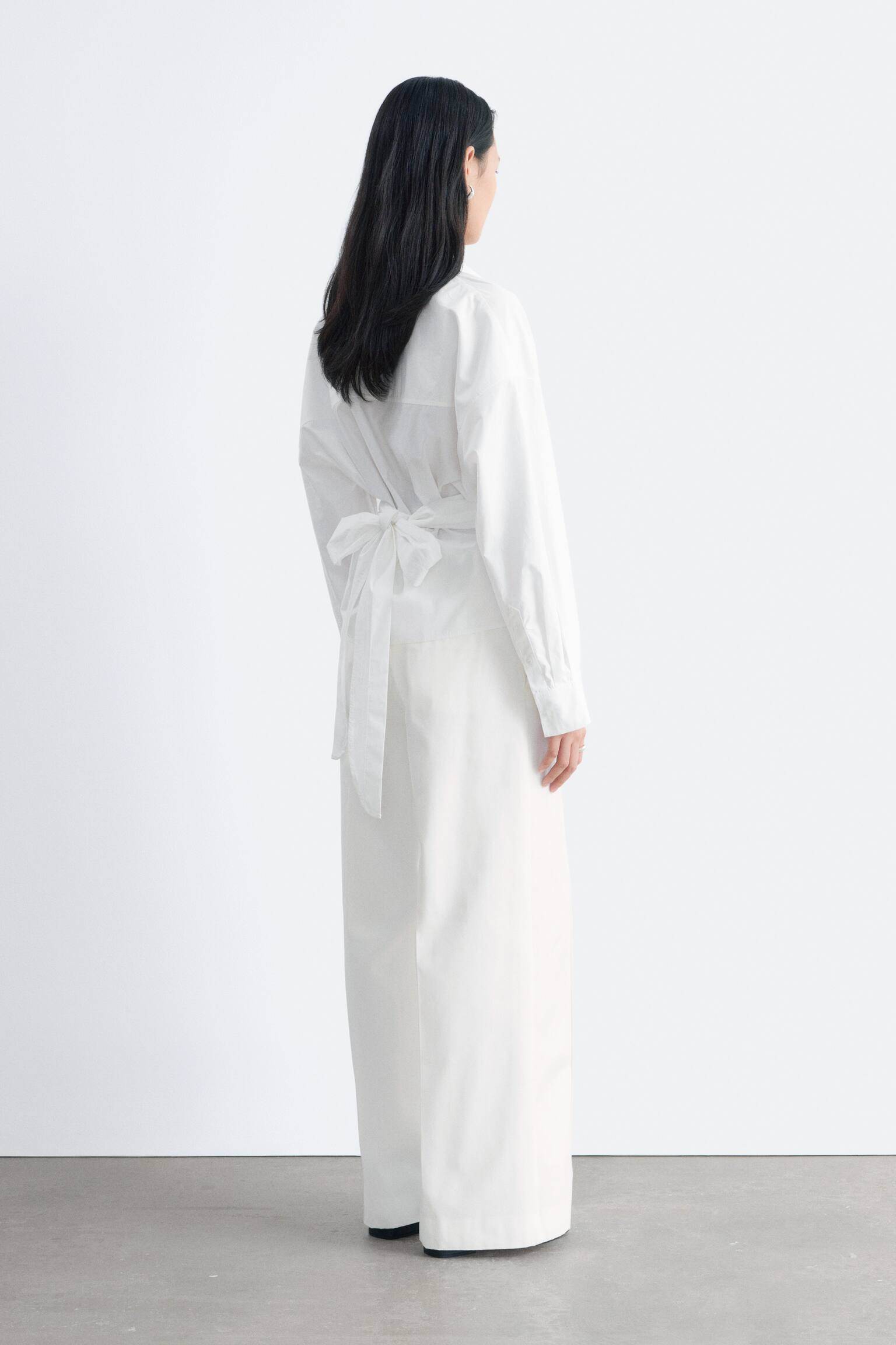 Chemise en coton à taille ceinturée - Blanc - 6