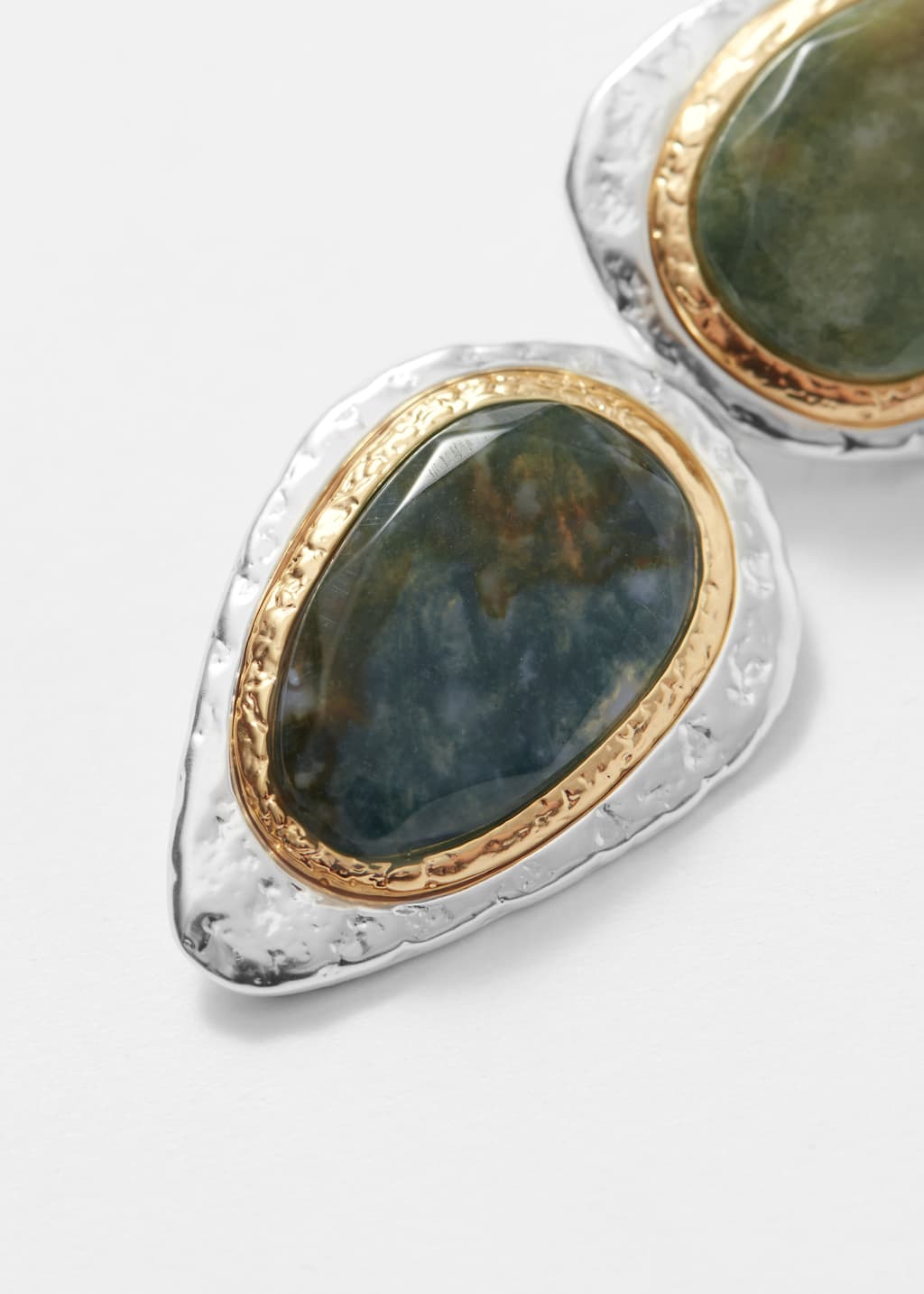 Two-Toned Stone Pendant Earrings - {{variantName}} - Descriptive Detail
