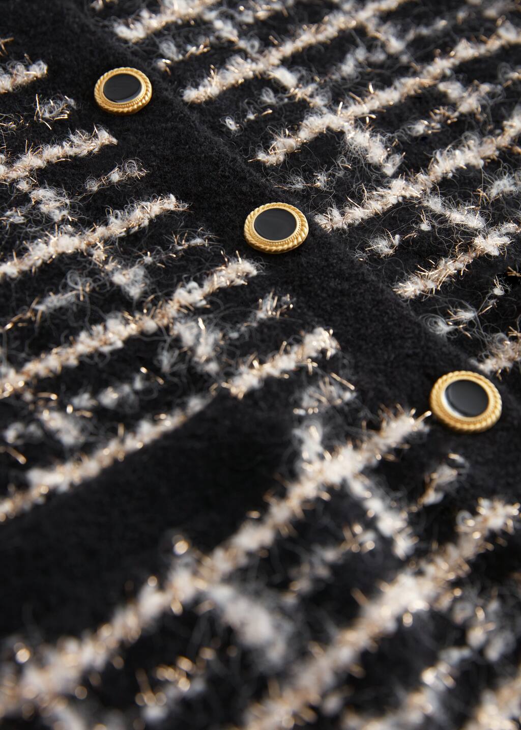 Jacquard Knit Glitter Cardigan - Black Checks - Still Life