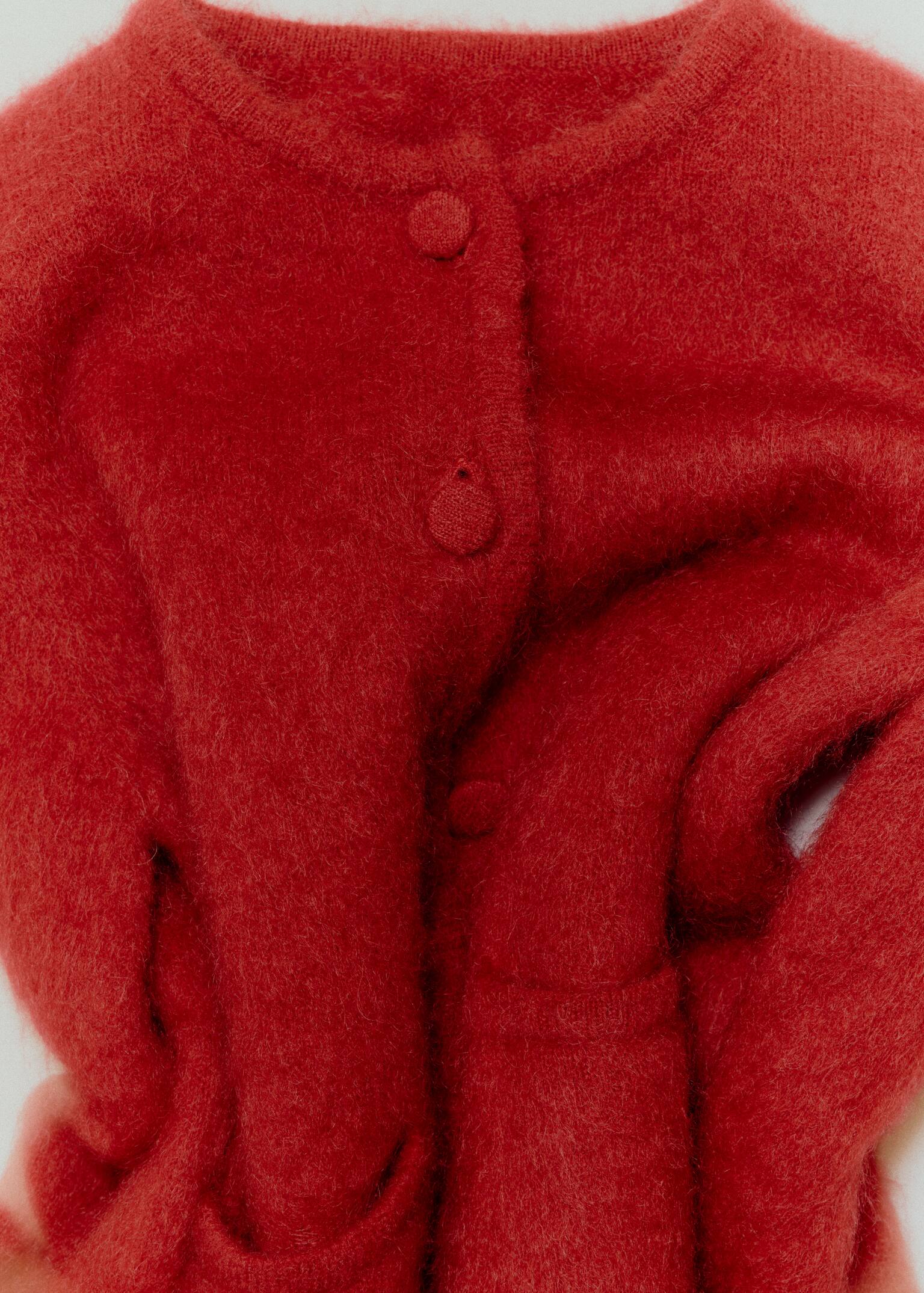 Brushed Mohair-Blend Cardigan - Red - 3