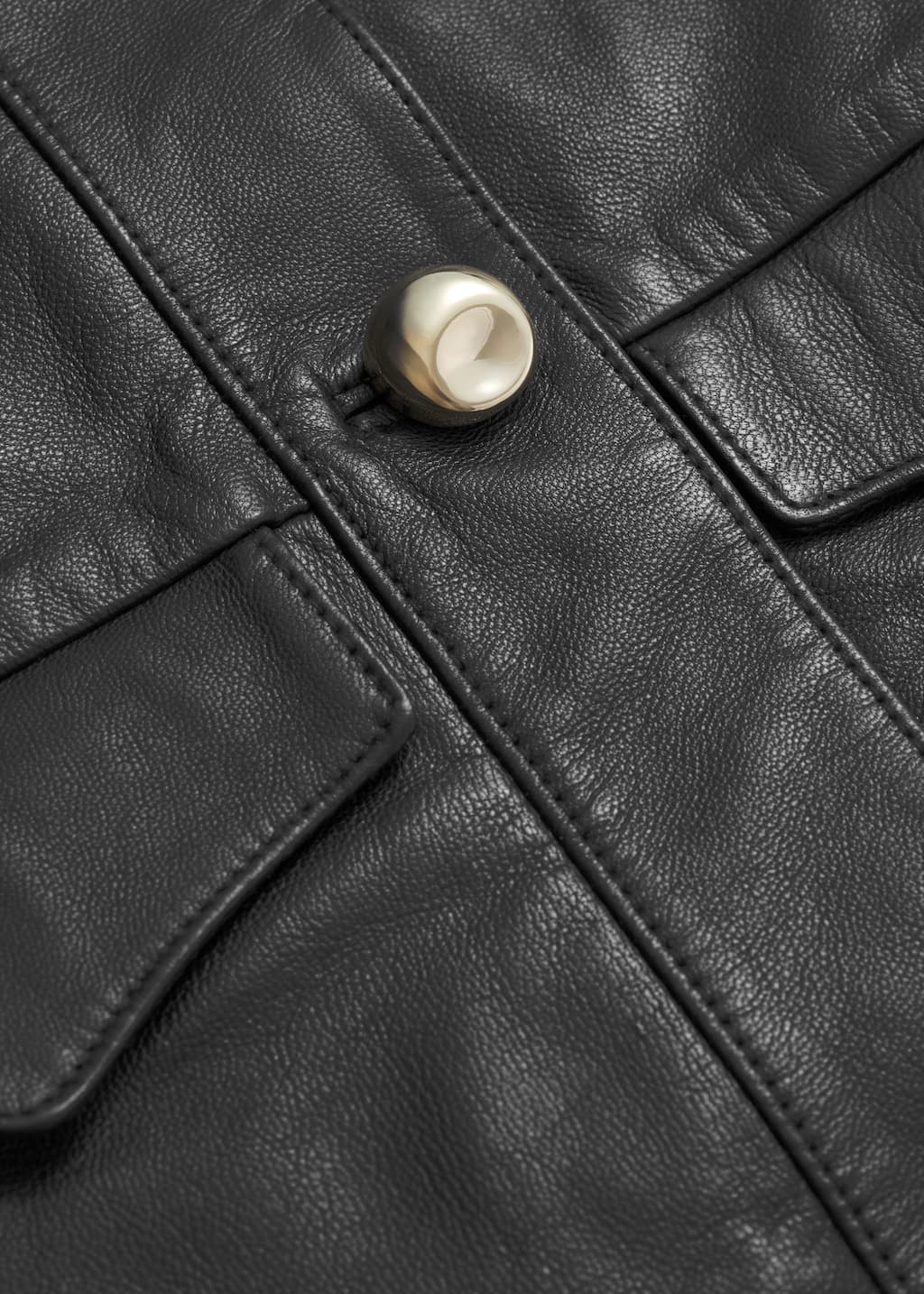 Image of Collarless Leather Jacket