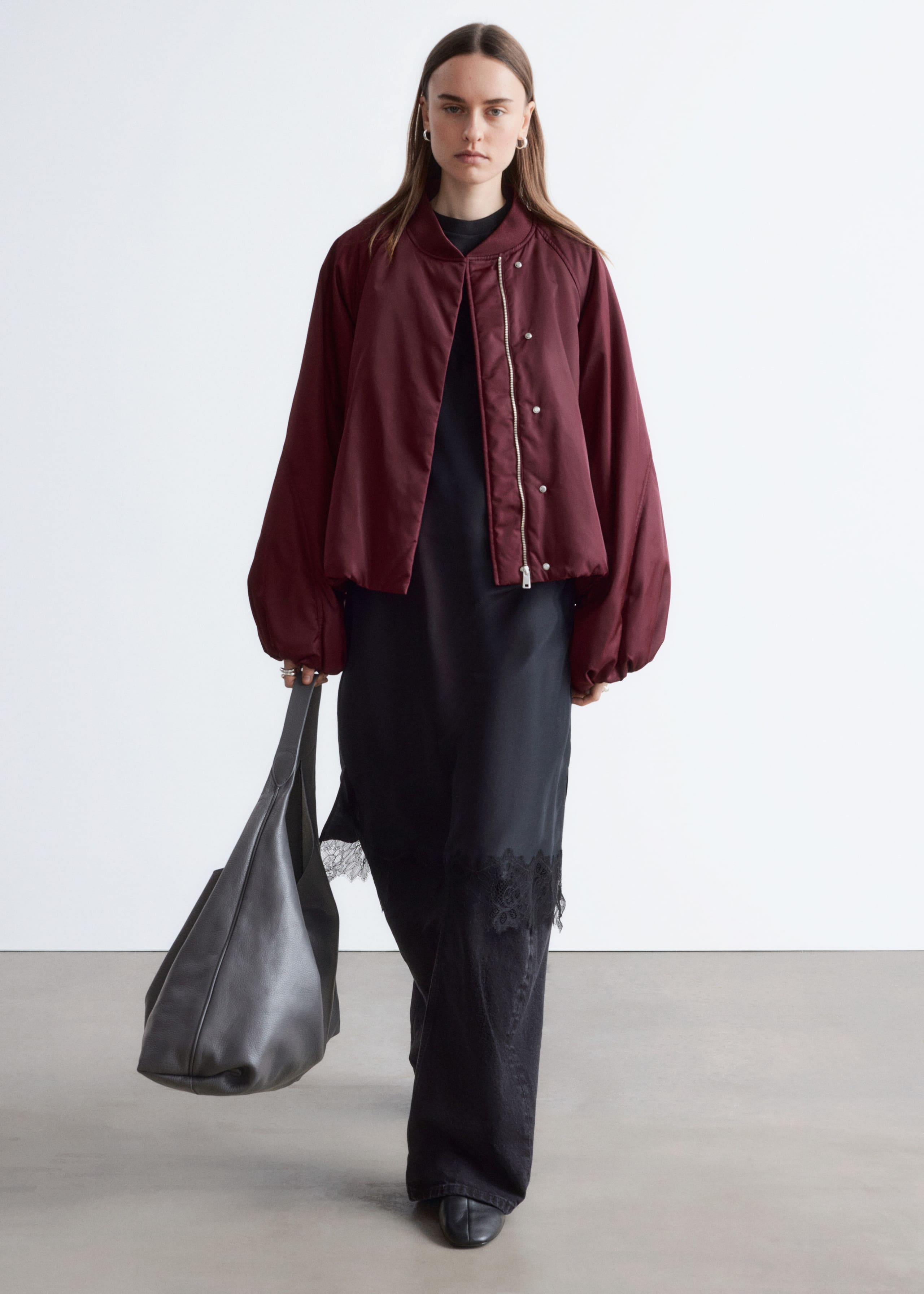 Image of Voluminous-Sleeve Bomber Jacket