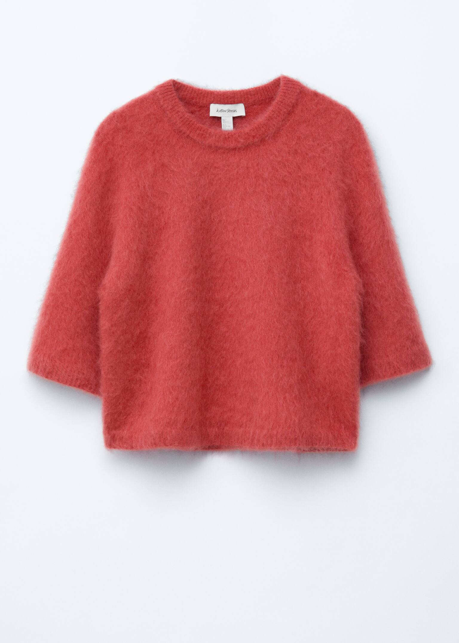 חולצת טריקו סרוגה מתערובת מוהייר - אדום/חום/קרם/צהוב כהה - 2