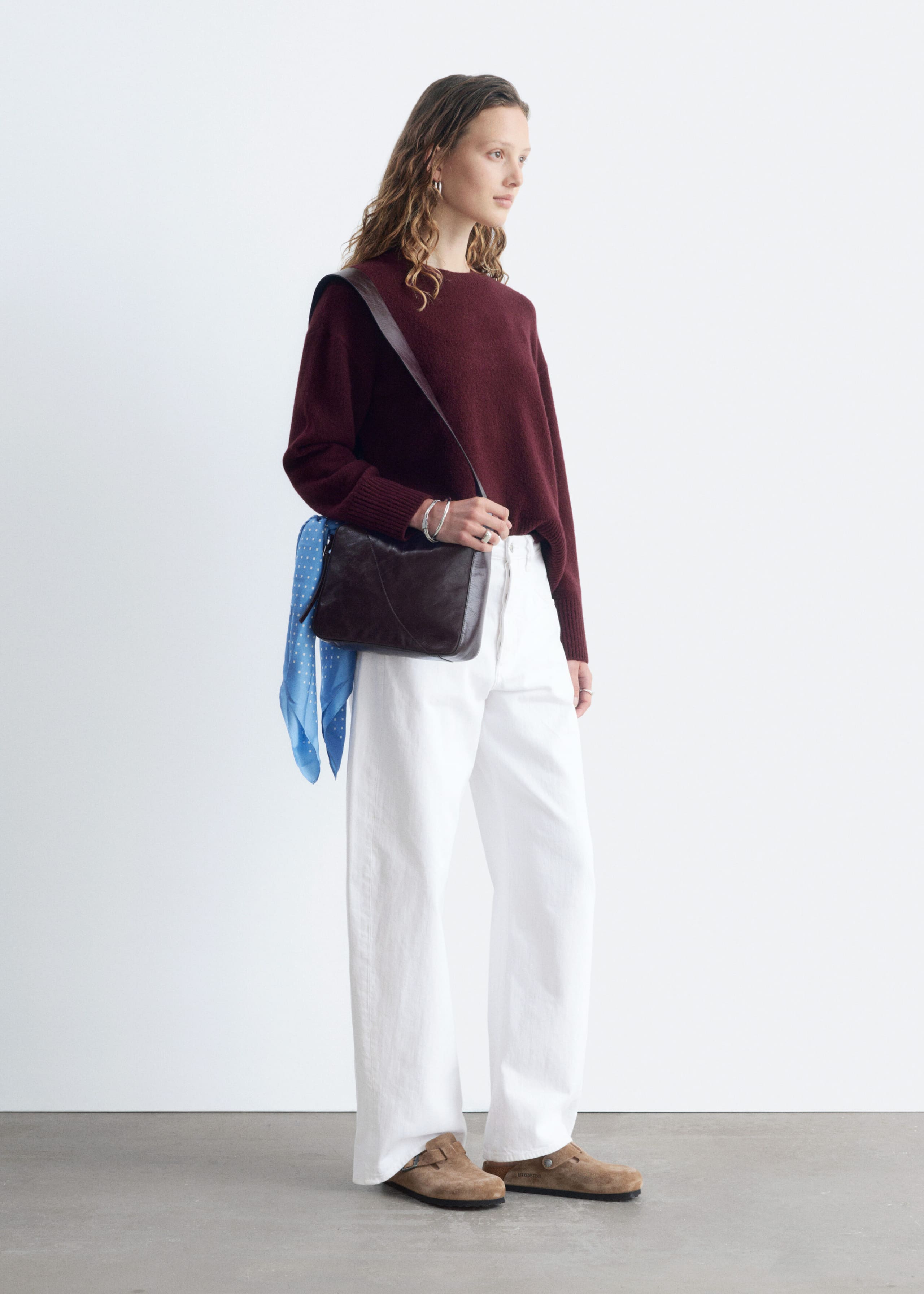 Relaxed Knit Jumper - Dark Red - Lookbook