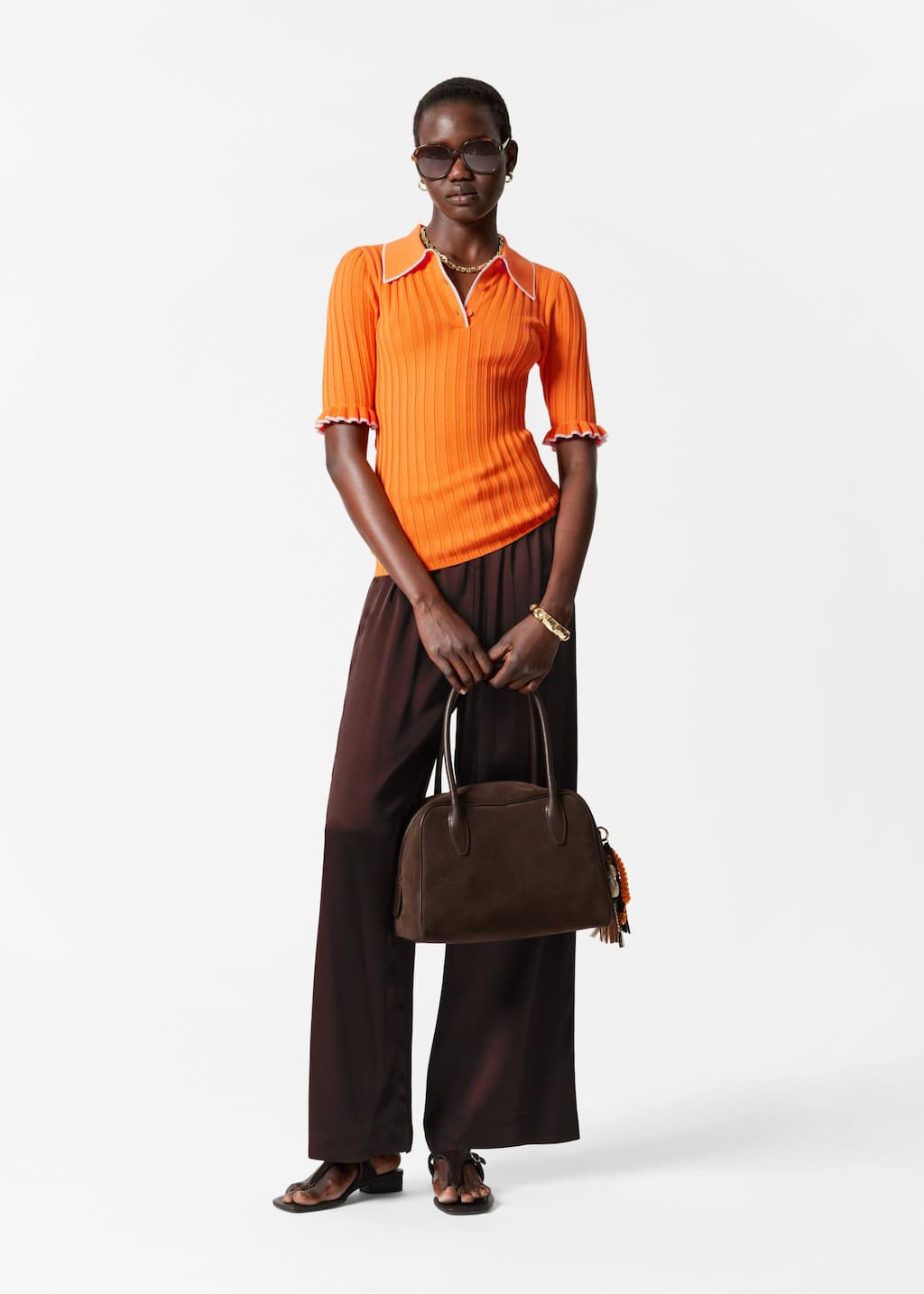 Rib-Knit Polo Shirt - Red - Lookbook