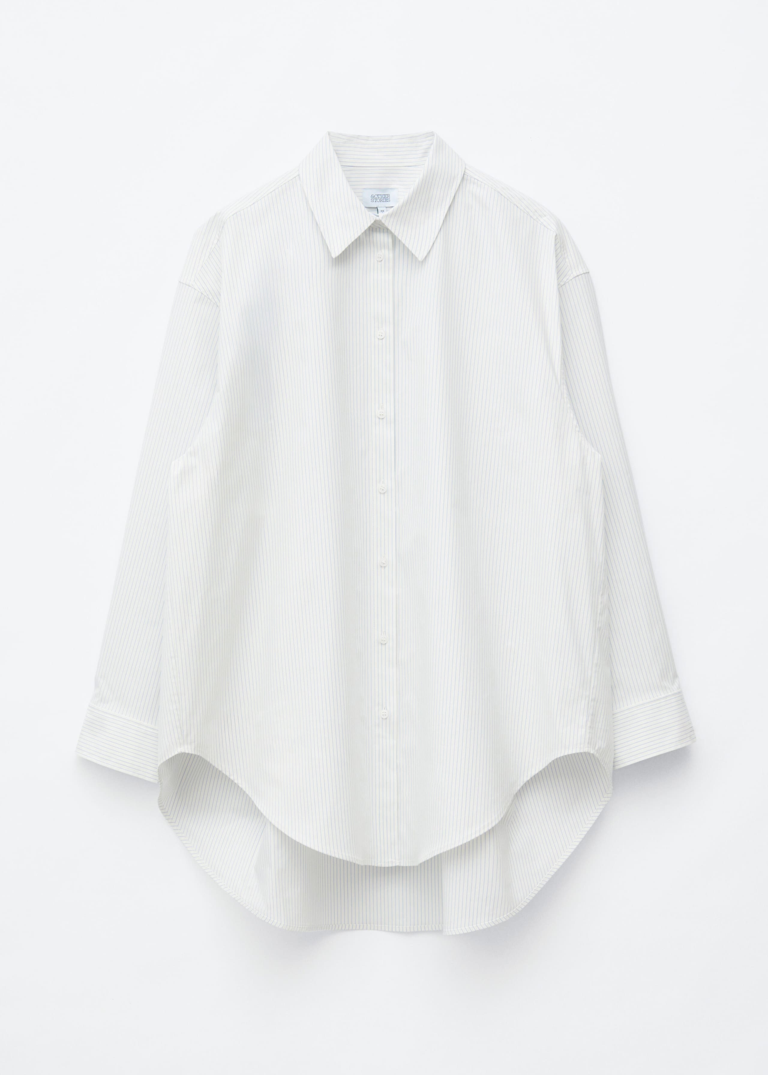 Rounded-Hem Oversized Shirt - White - Still Life