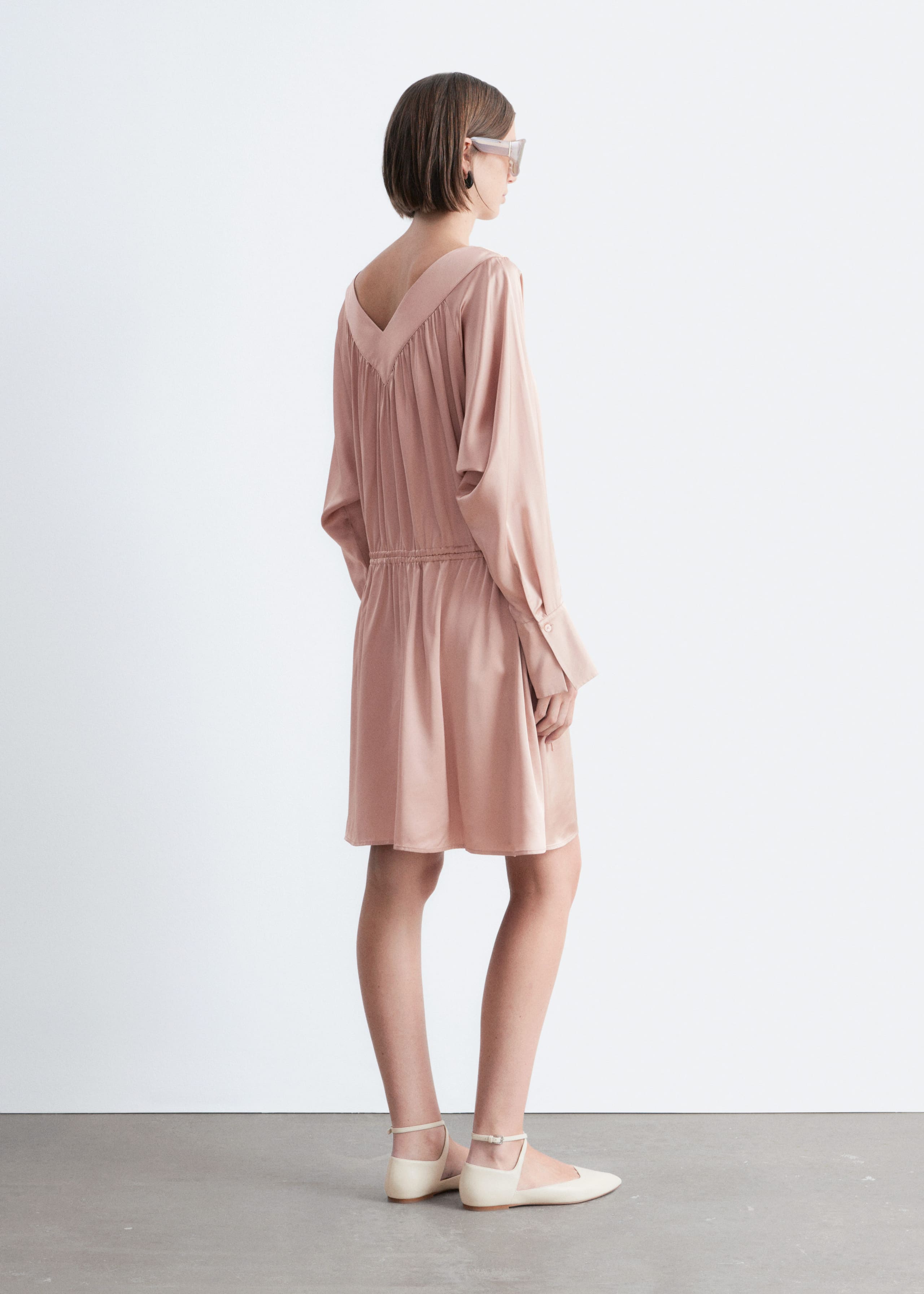 Image of Drawstring V-Neck Mini Dress