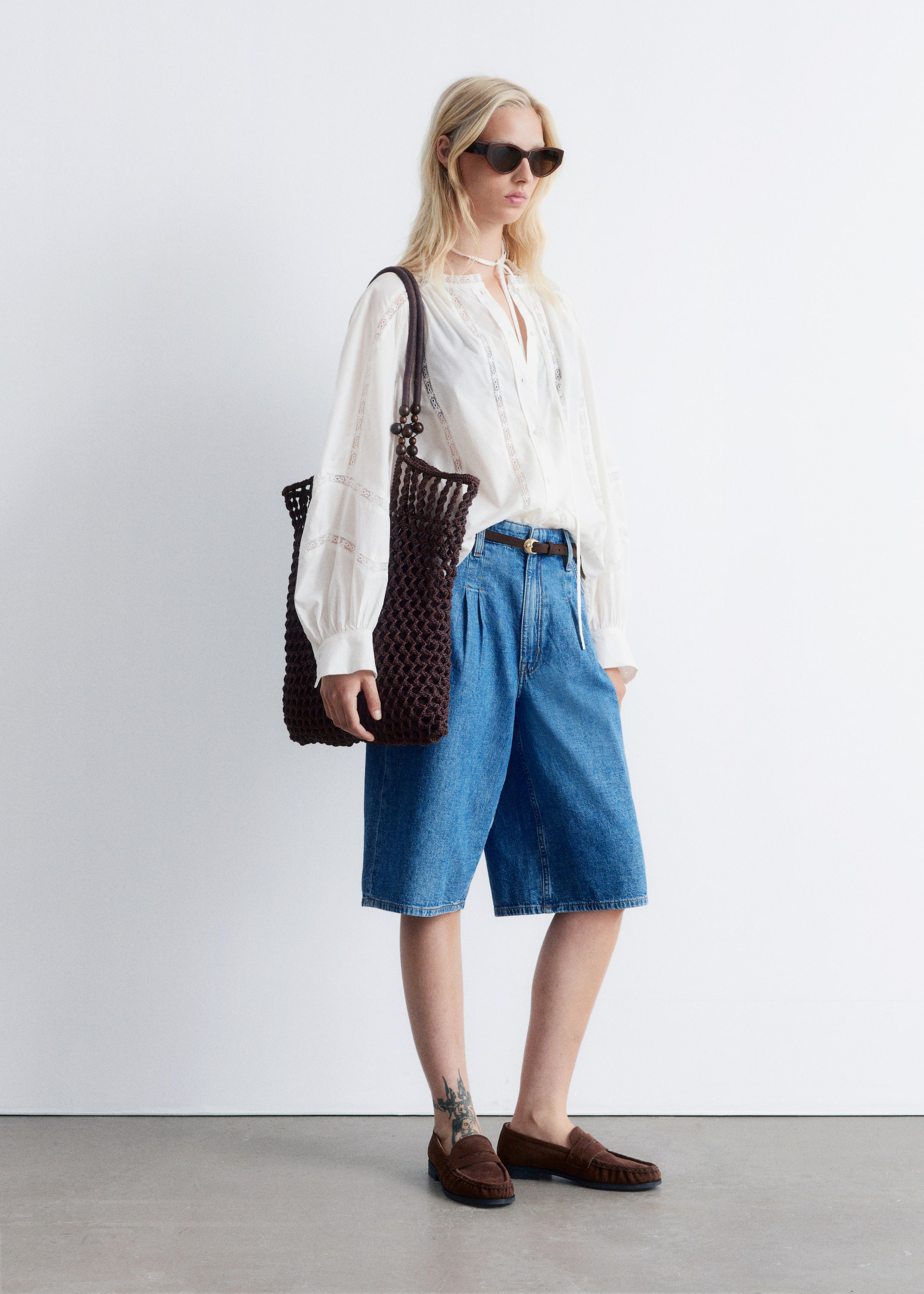Agrandir l'image: Blouse ample bordée de dentelle - Blanc - FEMME | H&M FR 3