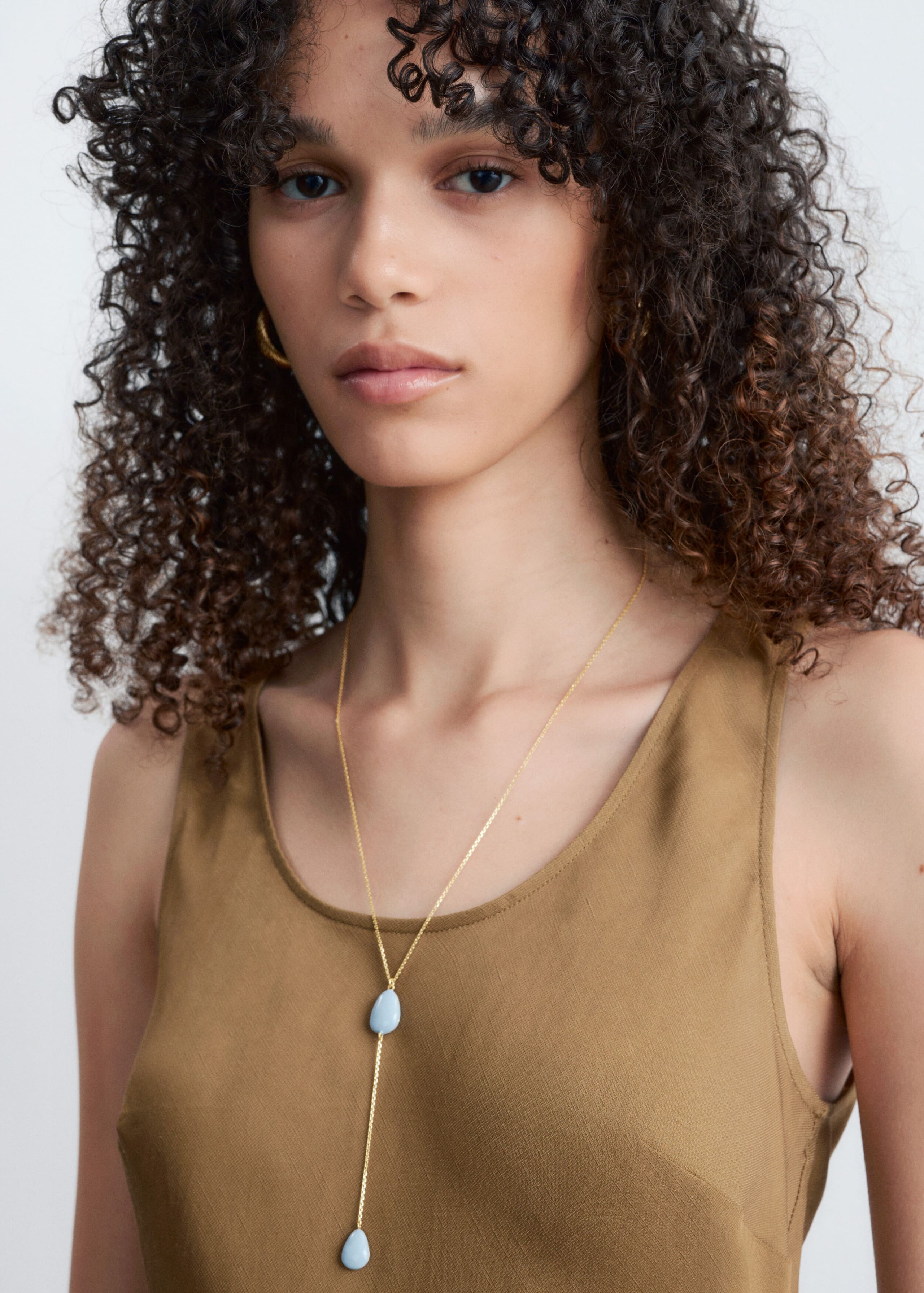 Long Pendant Necklace - Green/Gold - Lookbook