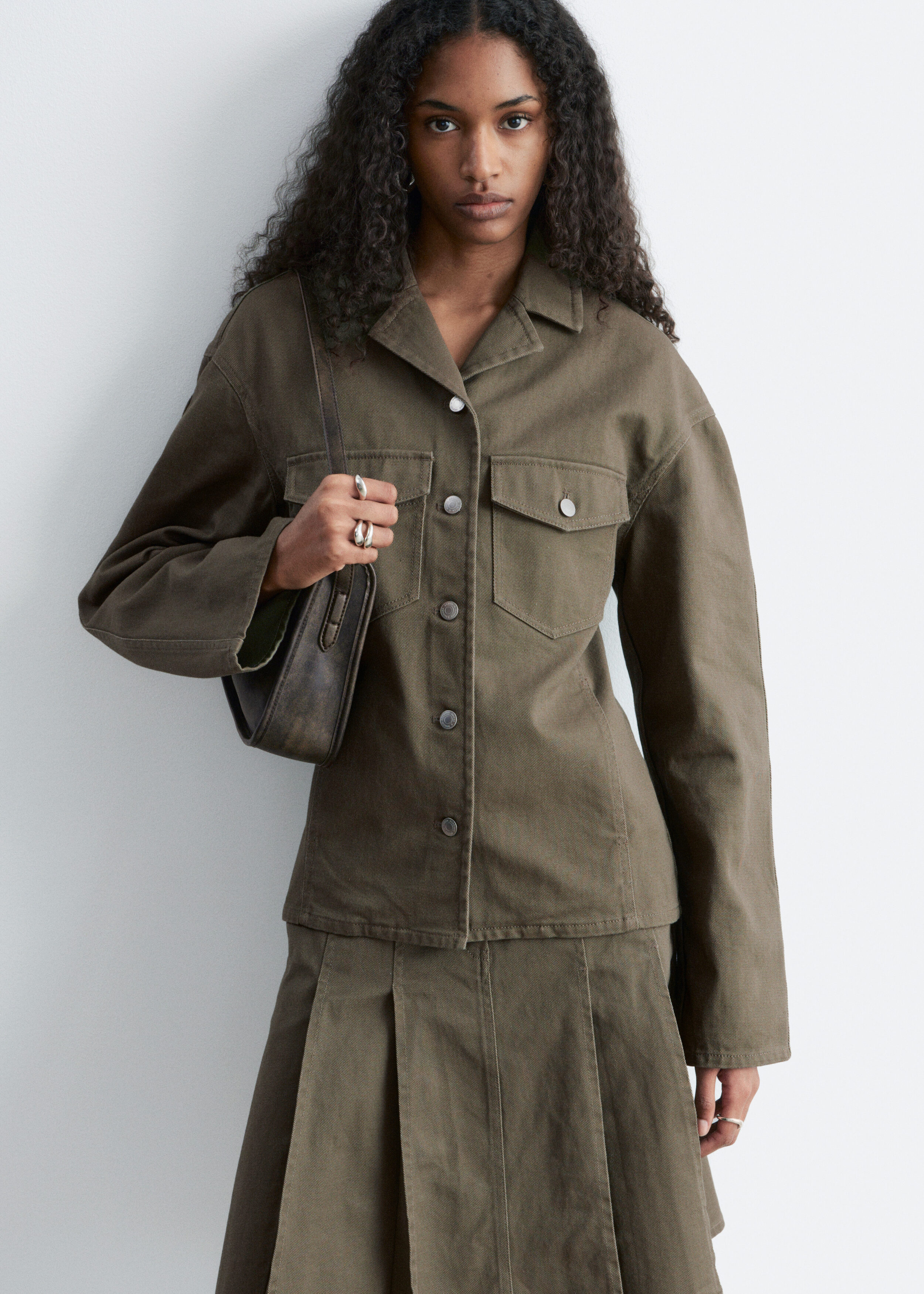 Pleated Cotton Midi Skirt - Khaki Green - & Other Stories US