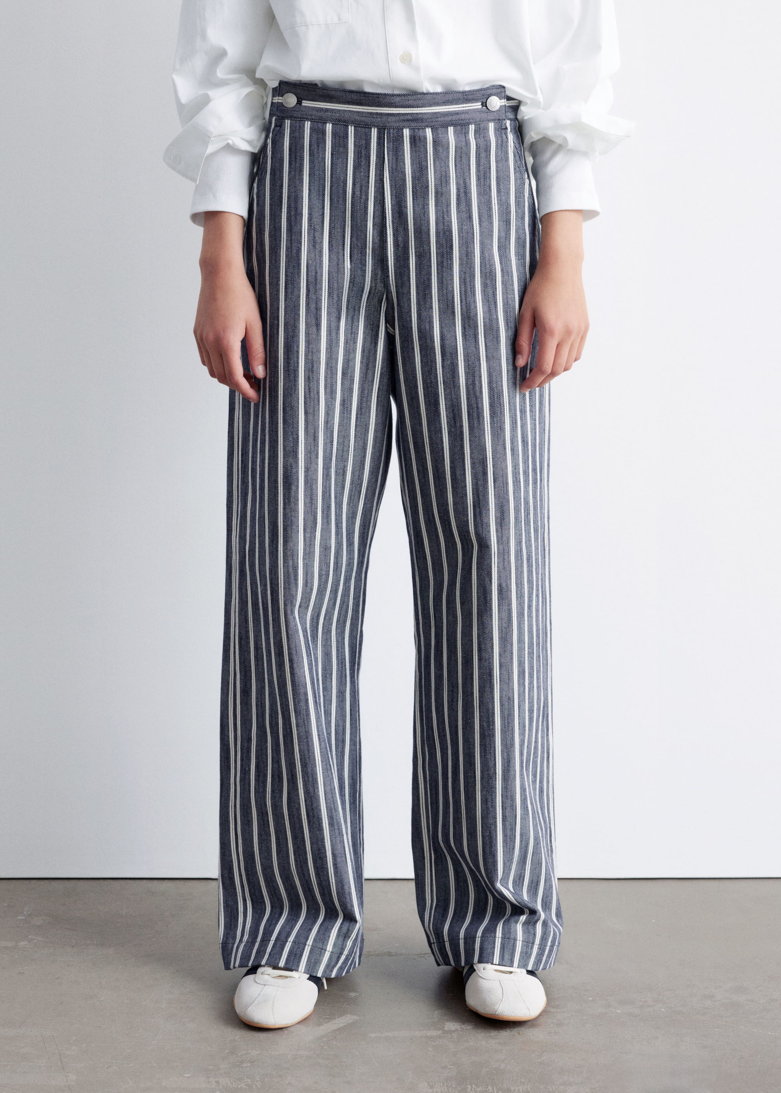 Image of Striped Cotton Trousers