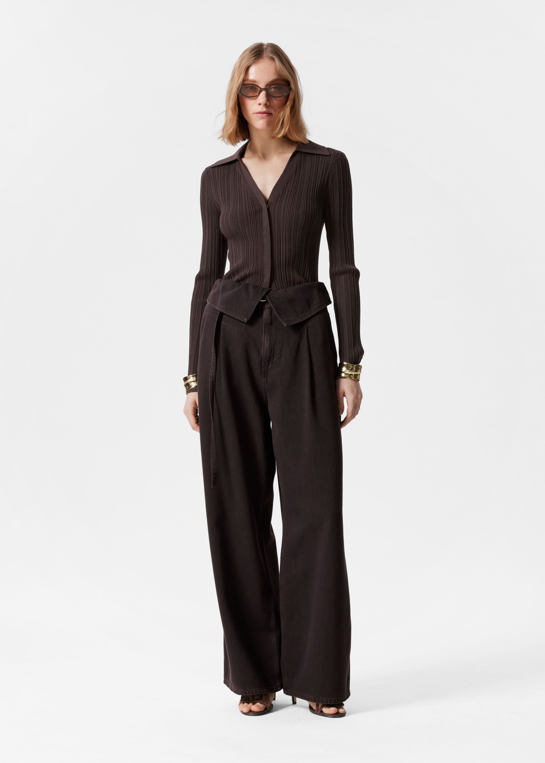 View larger image: Wide-Leg Paperbag Jeans - Dark brown - Ladies | H&M GB 1