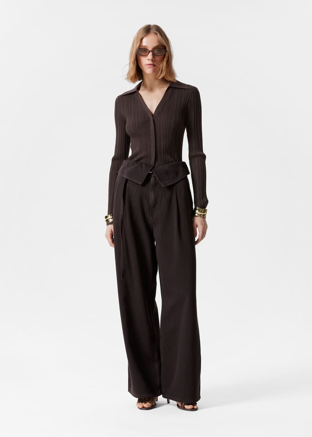Image of Wide-Leg Paperbag Jeans
