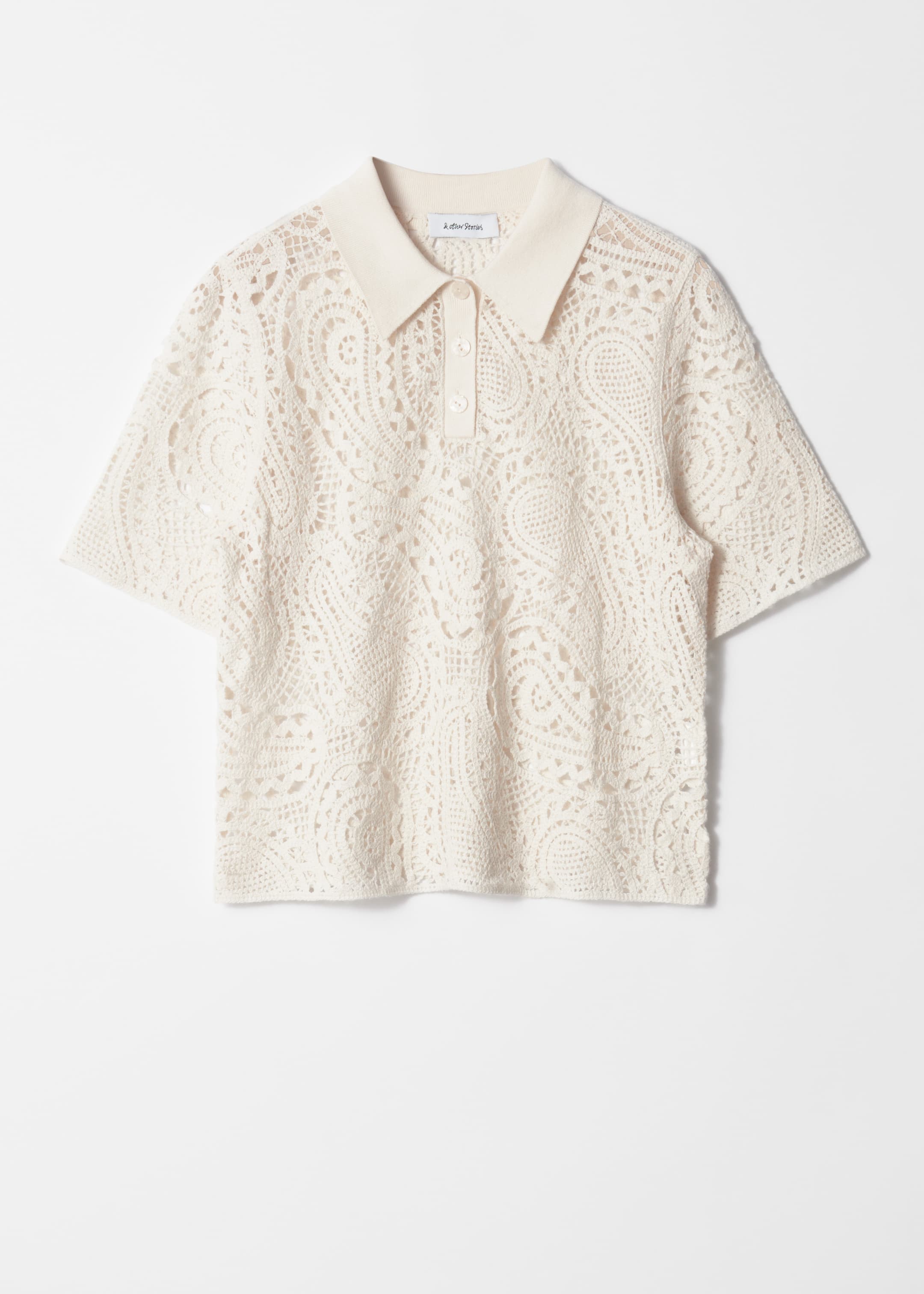 Visa större bild: Virkad pikétröja - Vit - DAM | H&M SE 5