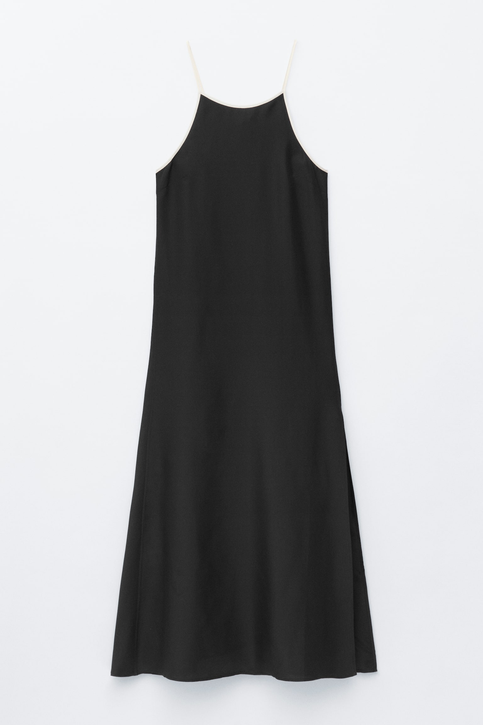 Rochie Cu Bretele Din Mătase - Negru - 1
