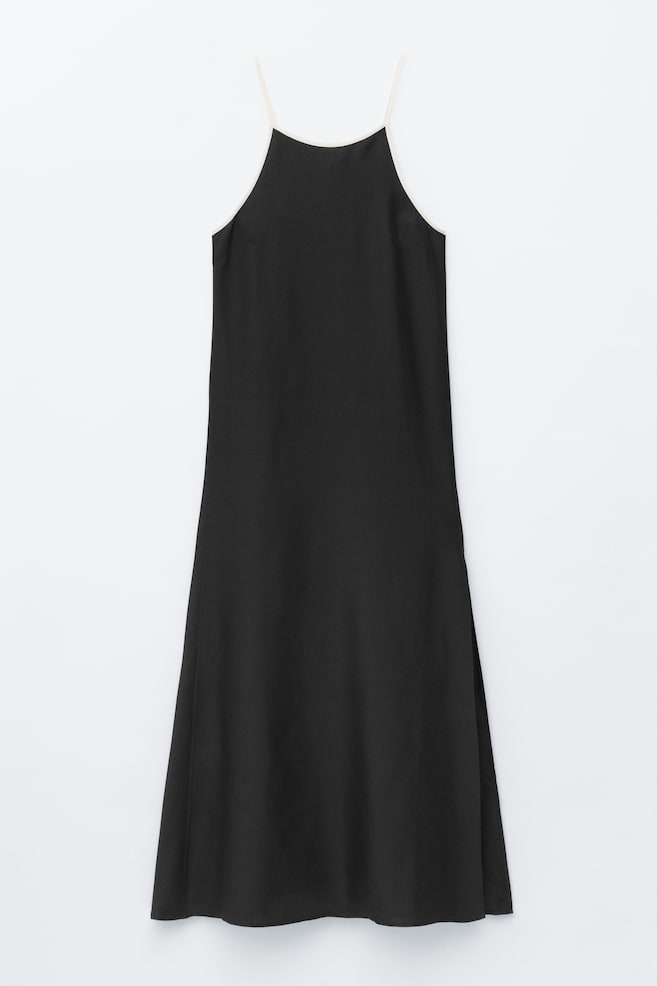 Vestido de seda con tirantes - Negro - 1