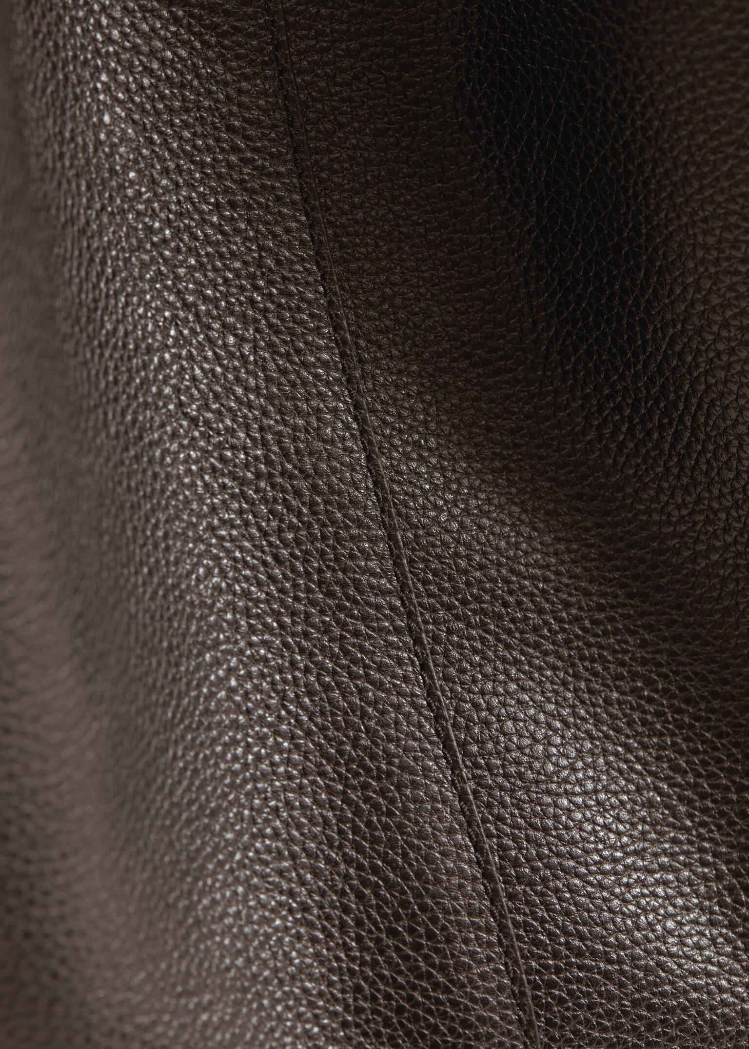 Grand sac cabas en cuir - Marron foncé/Noir - 5