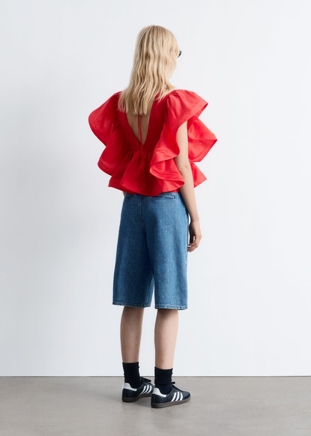 Image of Ruffle V-Neck Blouse
