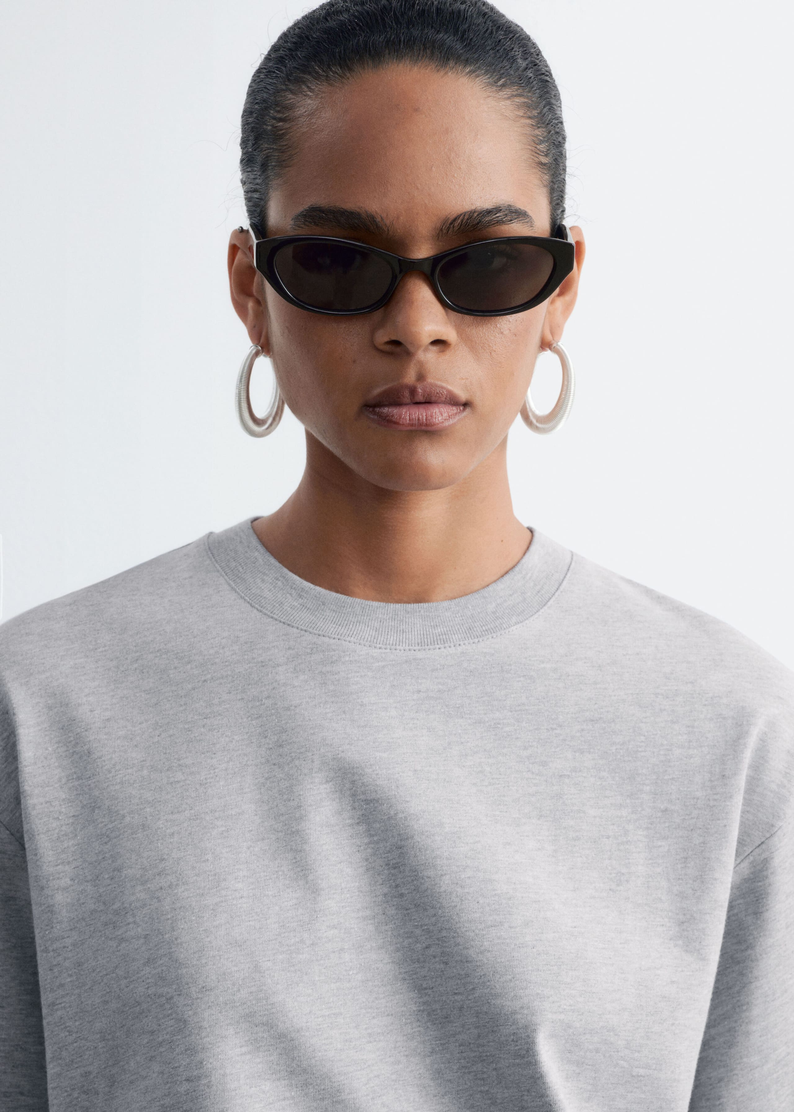 Boxy Cotton T-Shirt - Black - Lookbook