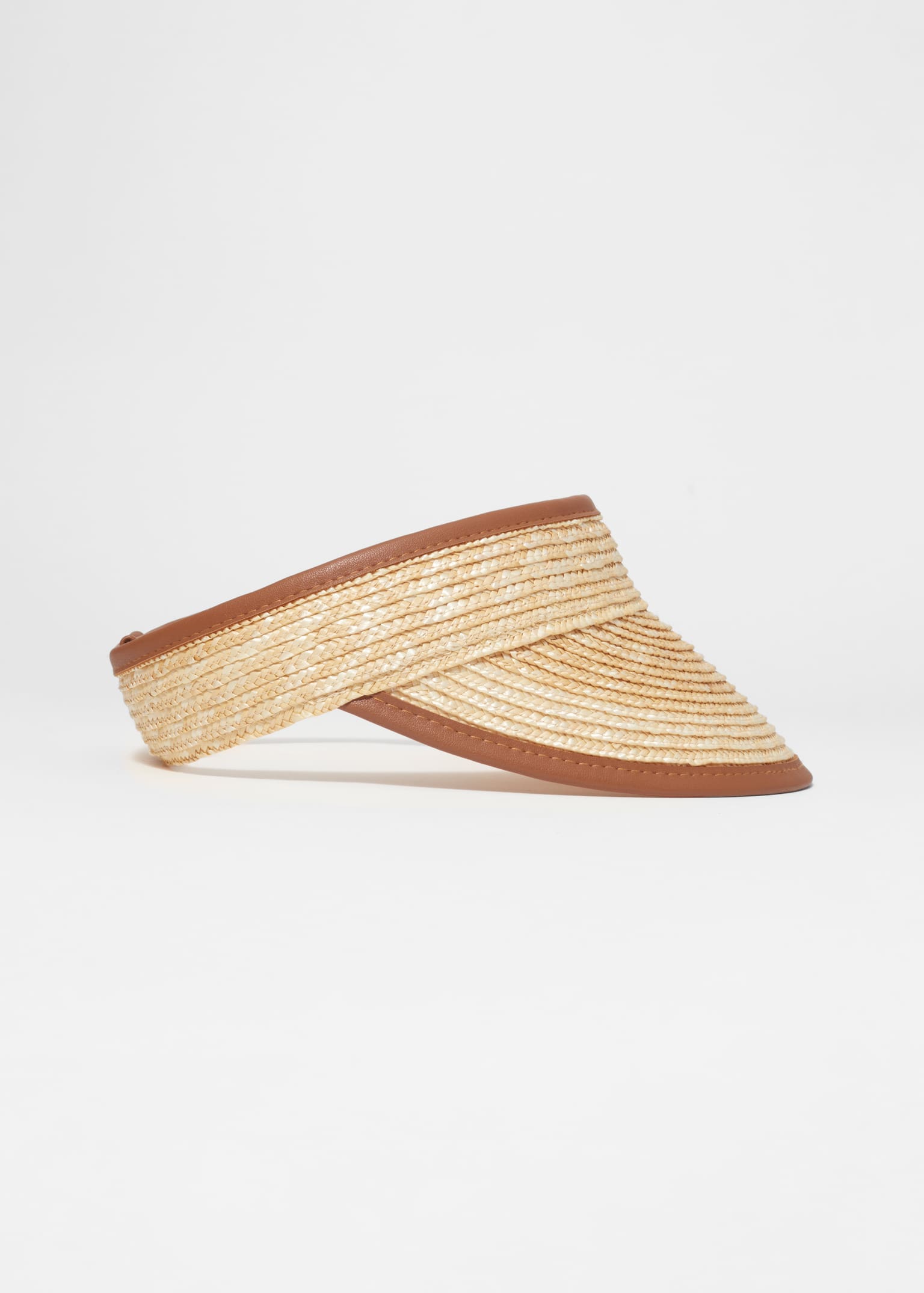 Visera solar de paja con ribete en contraste - Beige claro - 2