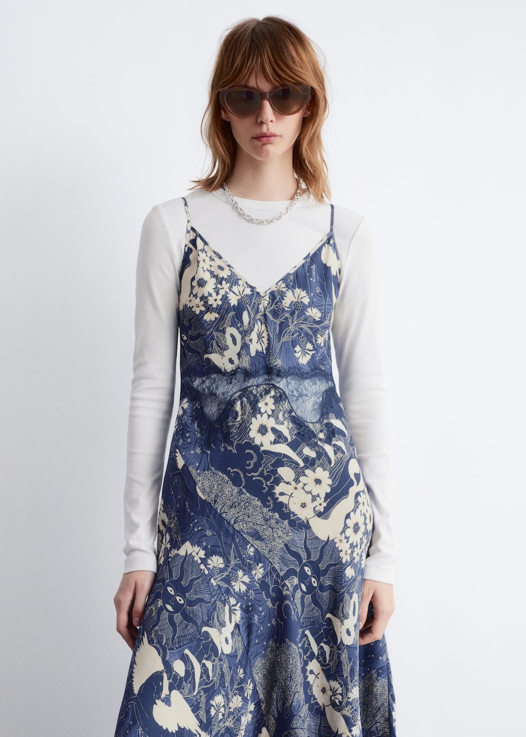 Image of Asymmetrical Satin Slip Midi Dress