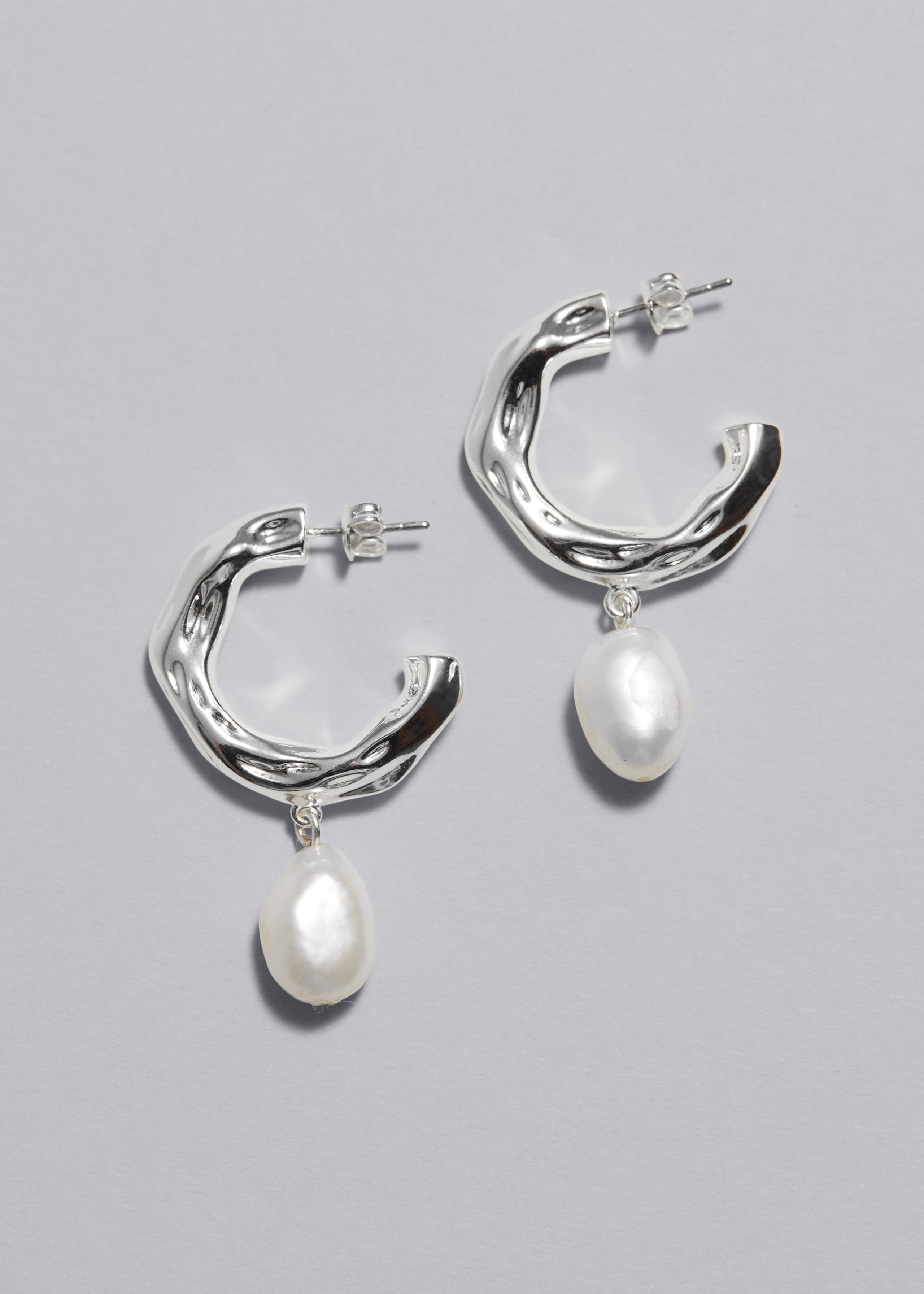 Freshwater Pearl Hoop Earrings - Gold - Still Life