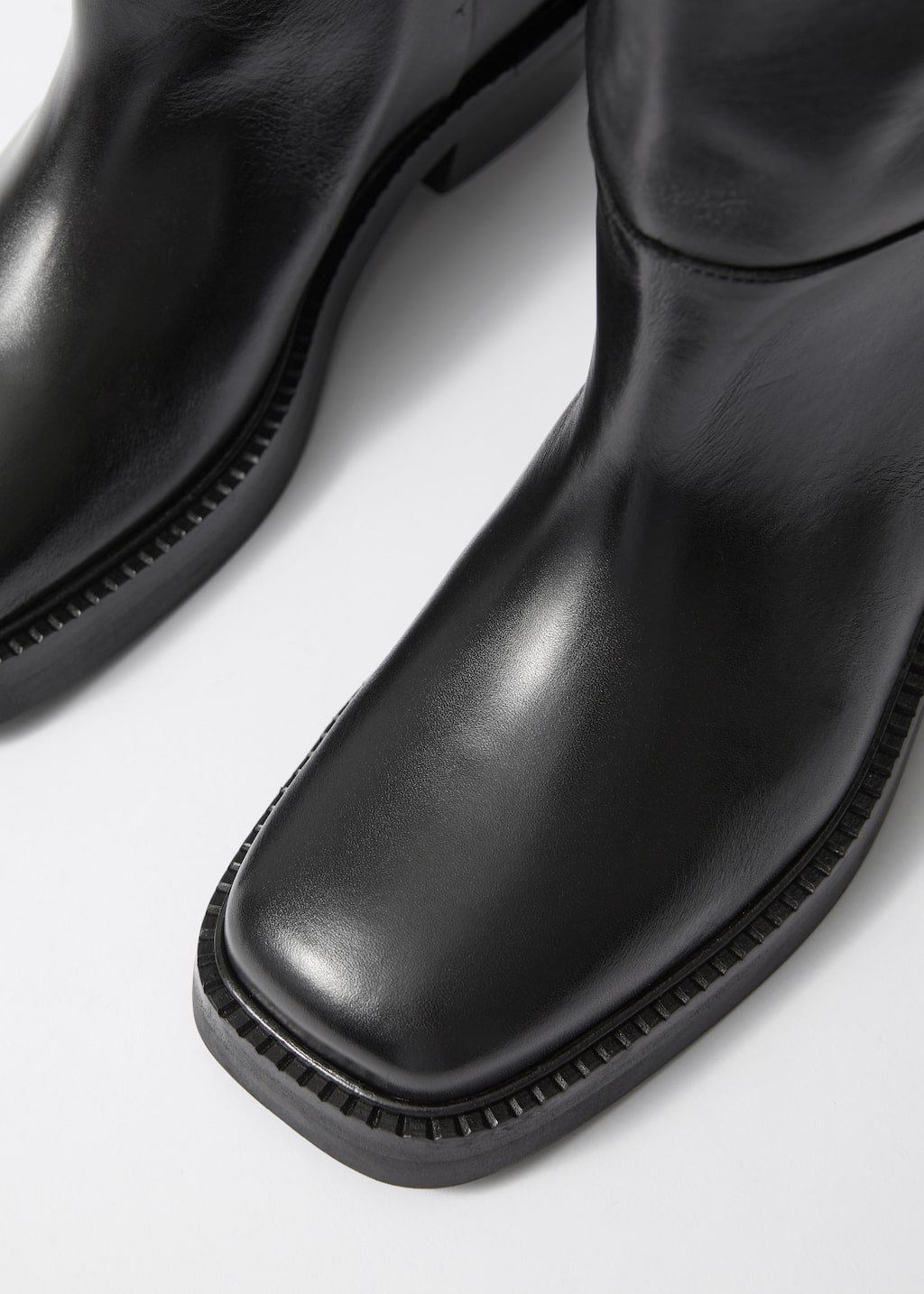 Image of Square-Toe Leather Knee Boots