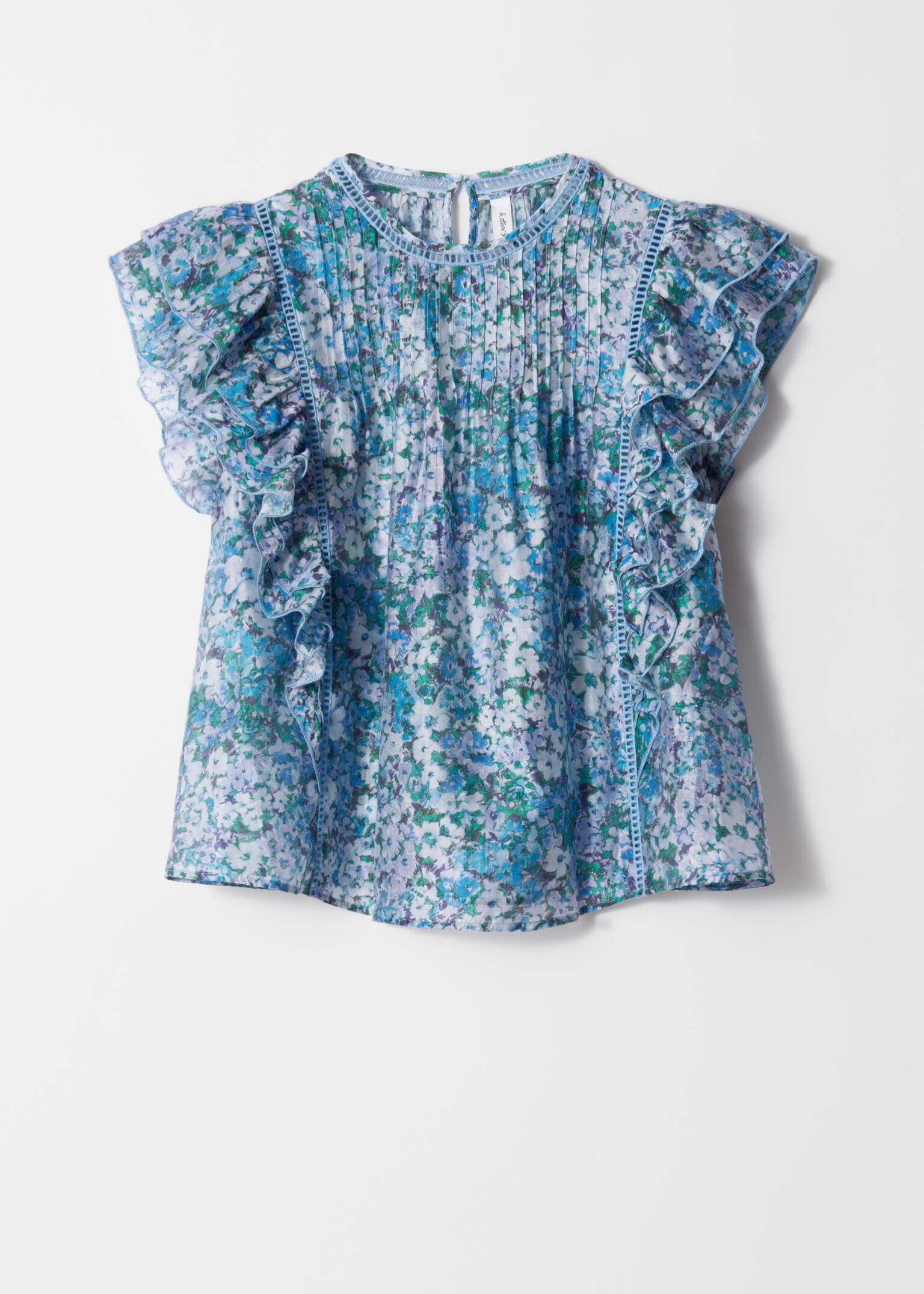 Haut à volants - Motif fleuri bleu/Imprimé floral - 2