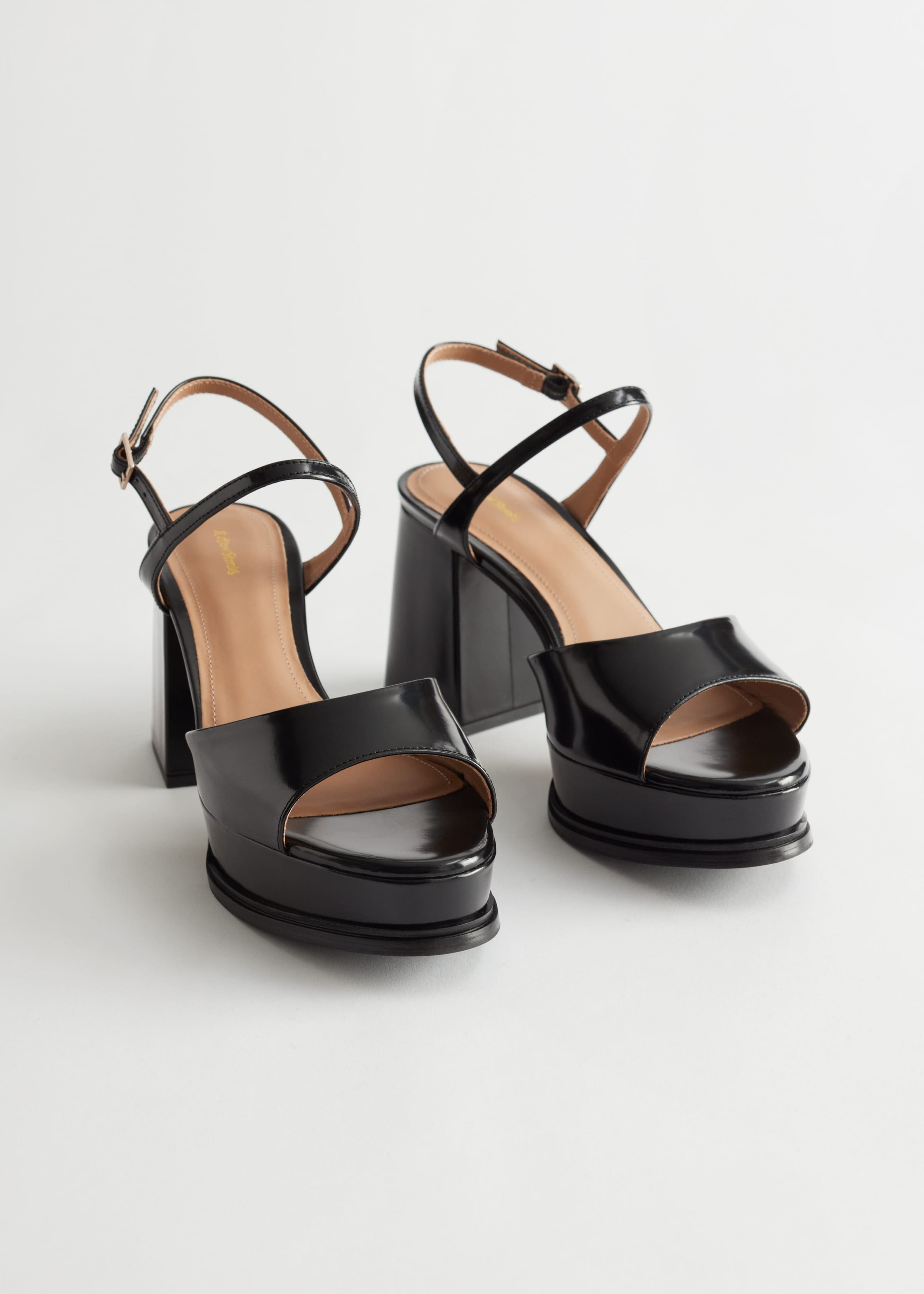 Image of Leather Slingback Platform Sandals