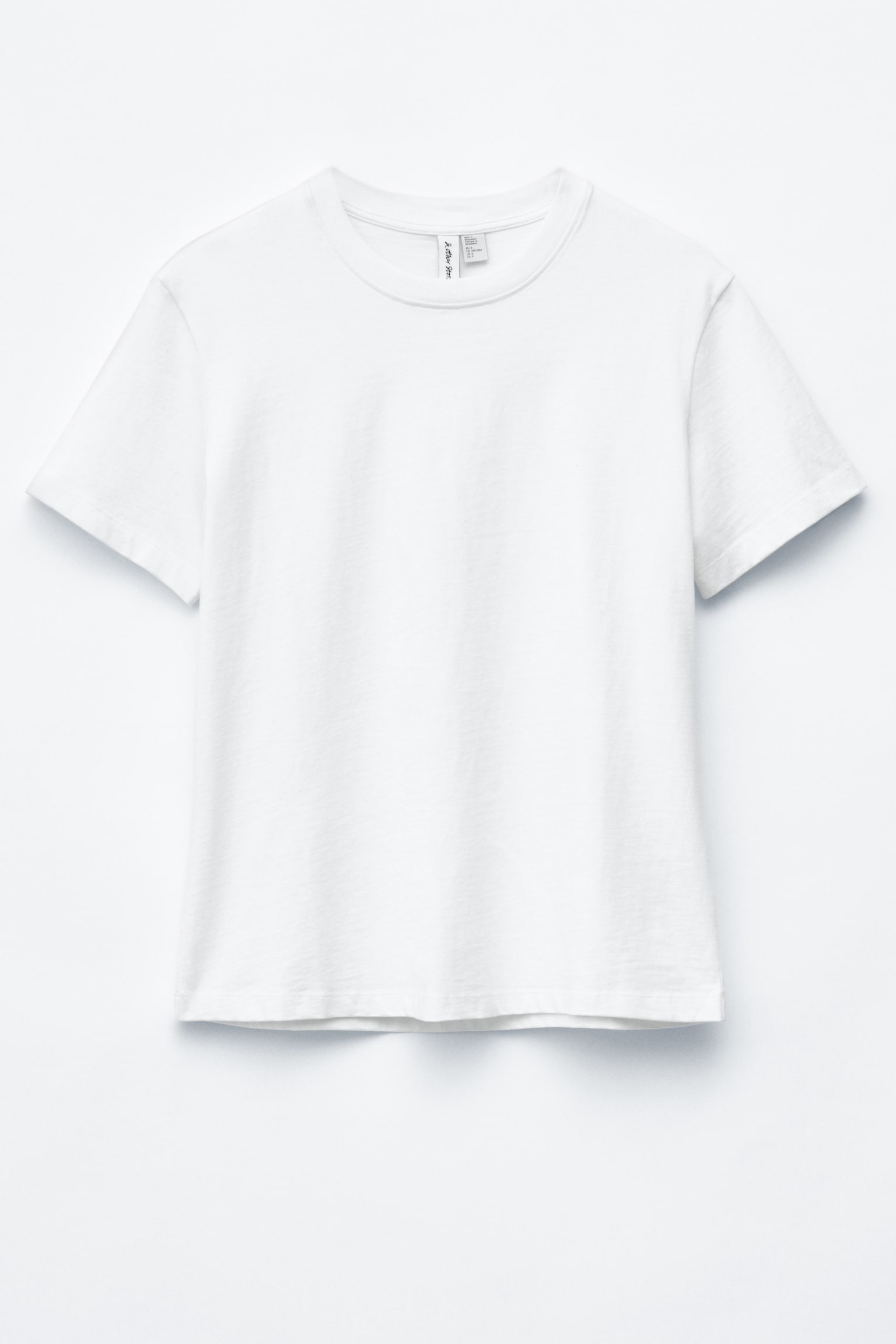 חולצת טי מכותנה עם צווארון עגול - לבן/שחור/אדום/חום כהה/ורוד בהיר/תכלת - 1