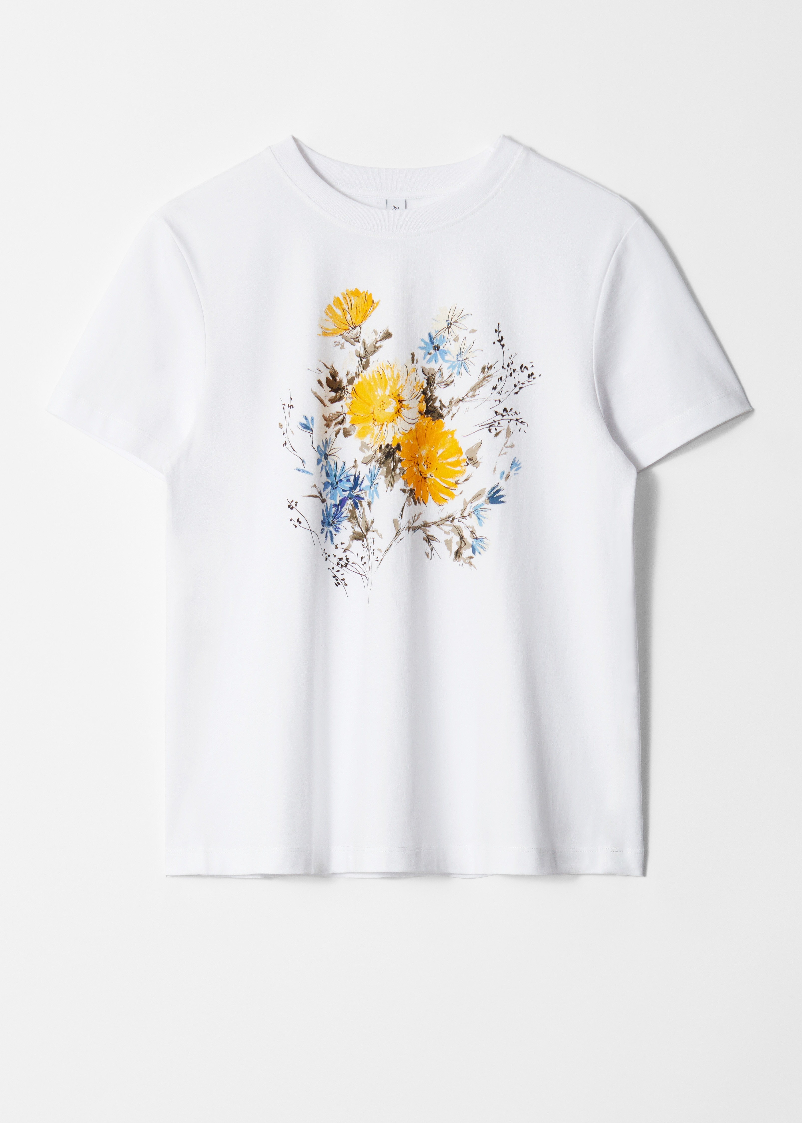 Pamut póló - Sárga virágmintás/Fehér minta/Sötétkék/Mintás