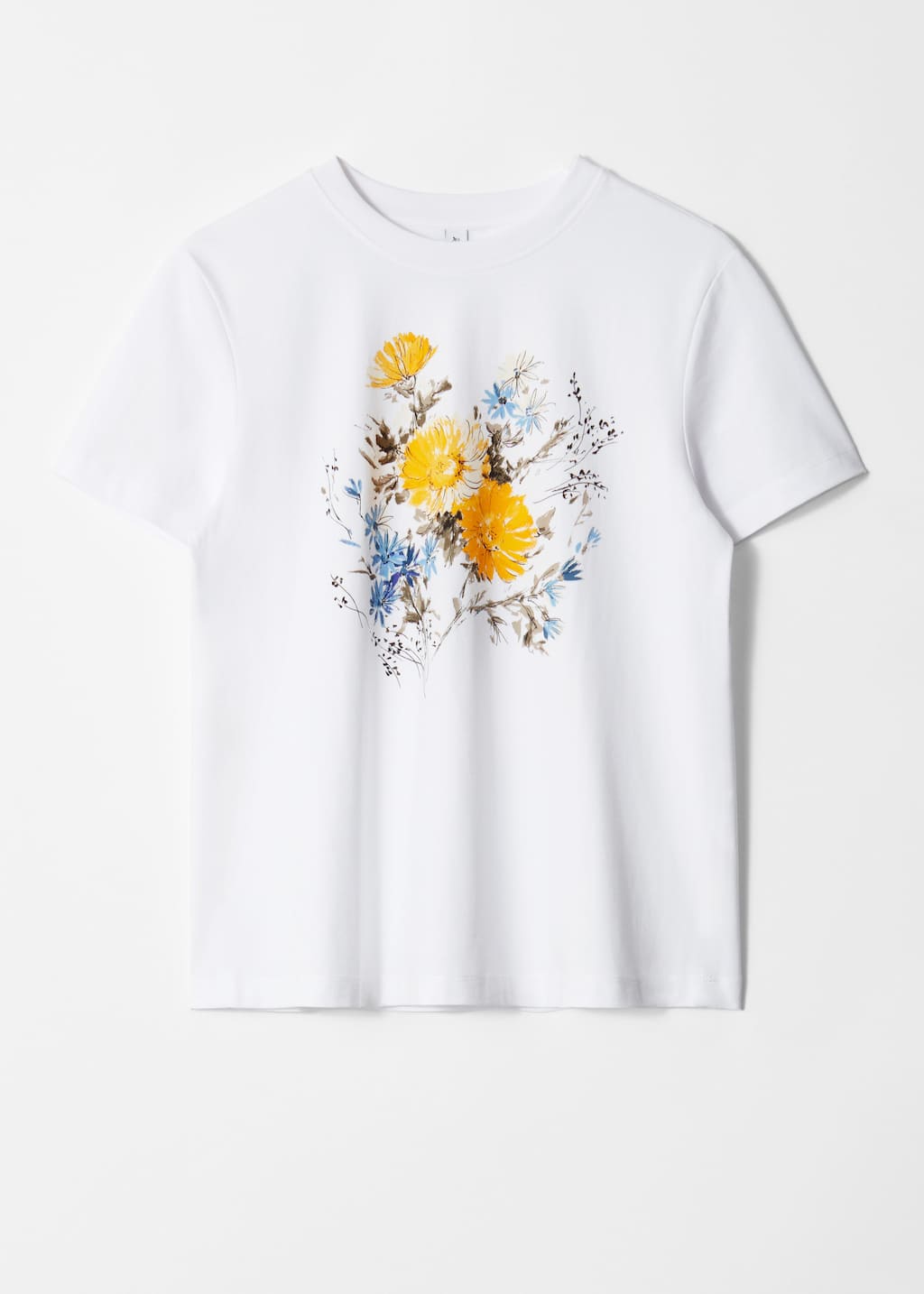 Camiseta de algodón - Estampado sobre blanco - Bodegón