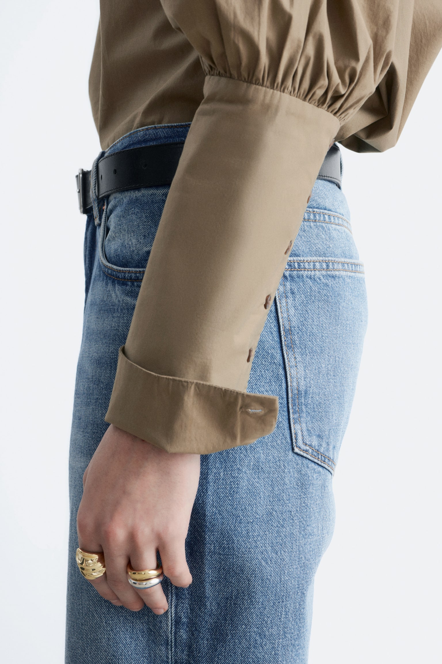 Jeans a gamba dritta - Blu polvere/Grigio chiaro - 5