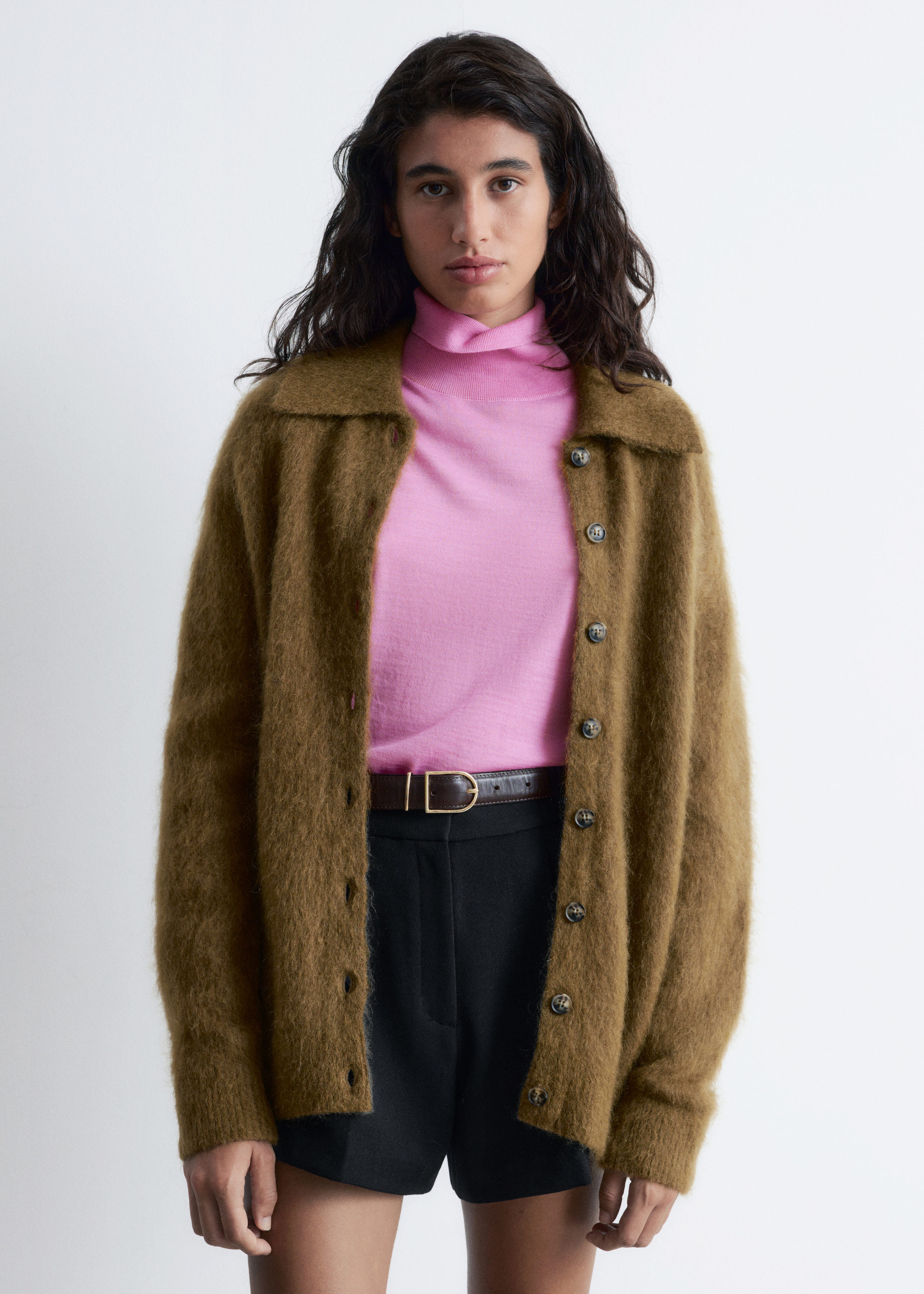 Brushed-Knit Oversized Cardigan