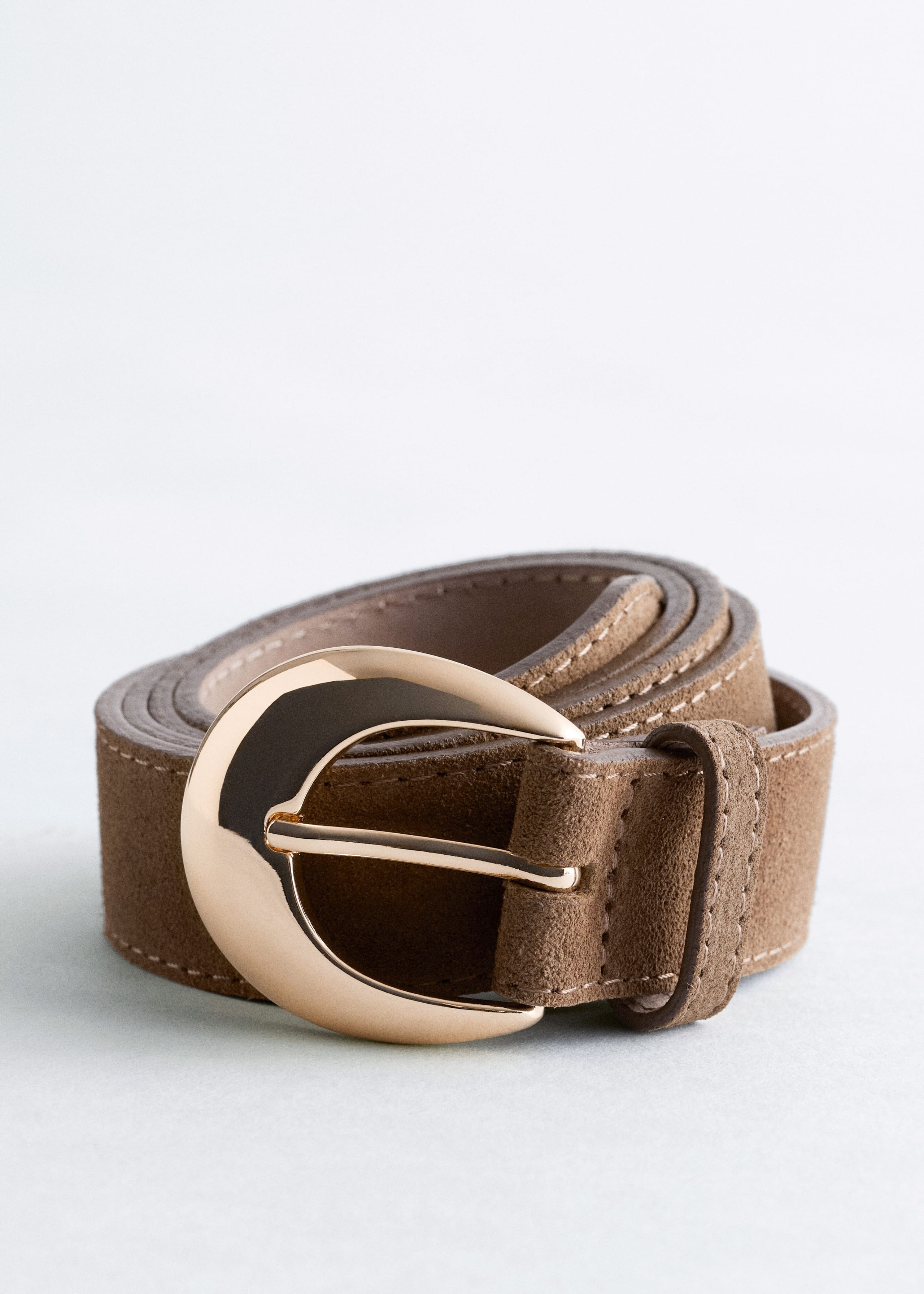 Image of Crescent-Buckle Leather Belt