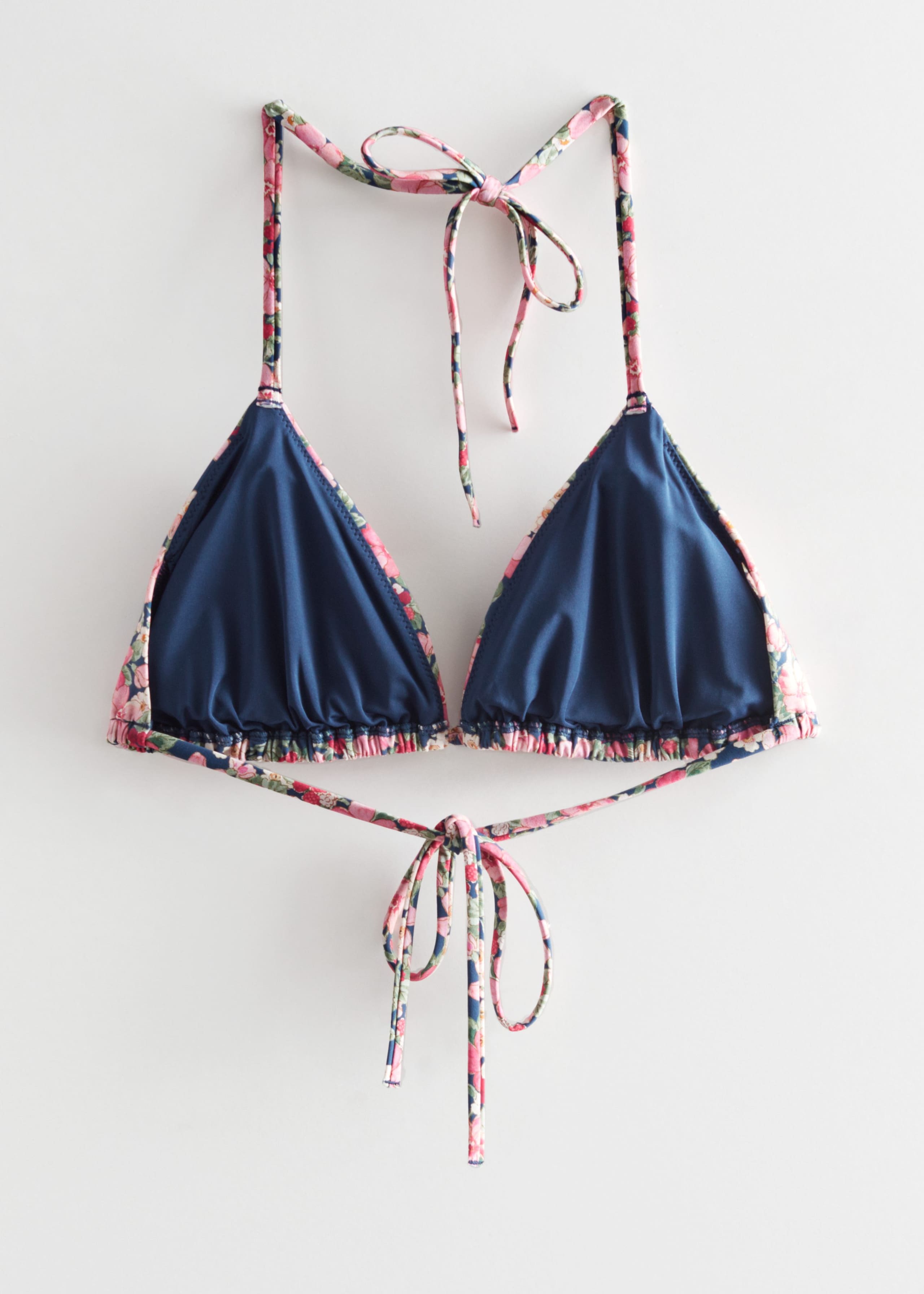 Triangle Bikini Tie Top - Pink/Red Florals - Still Life