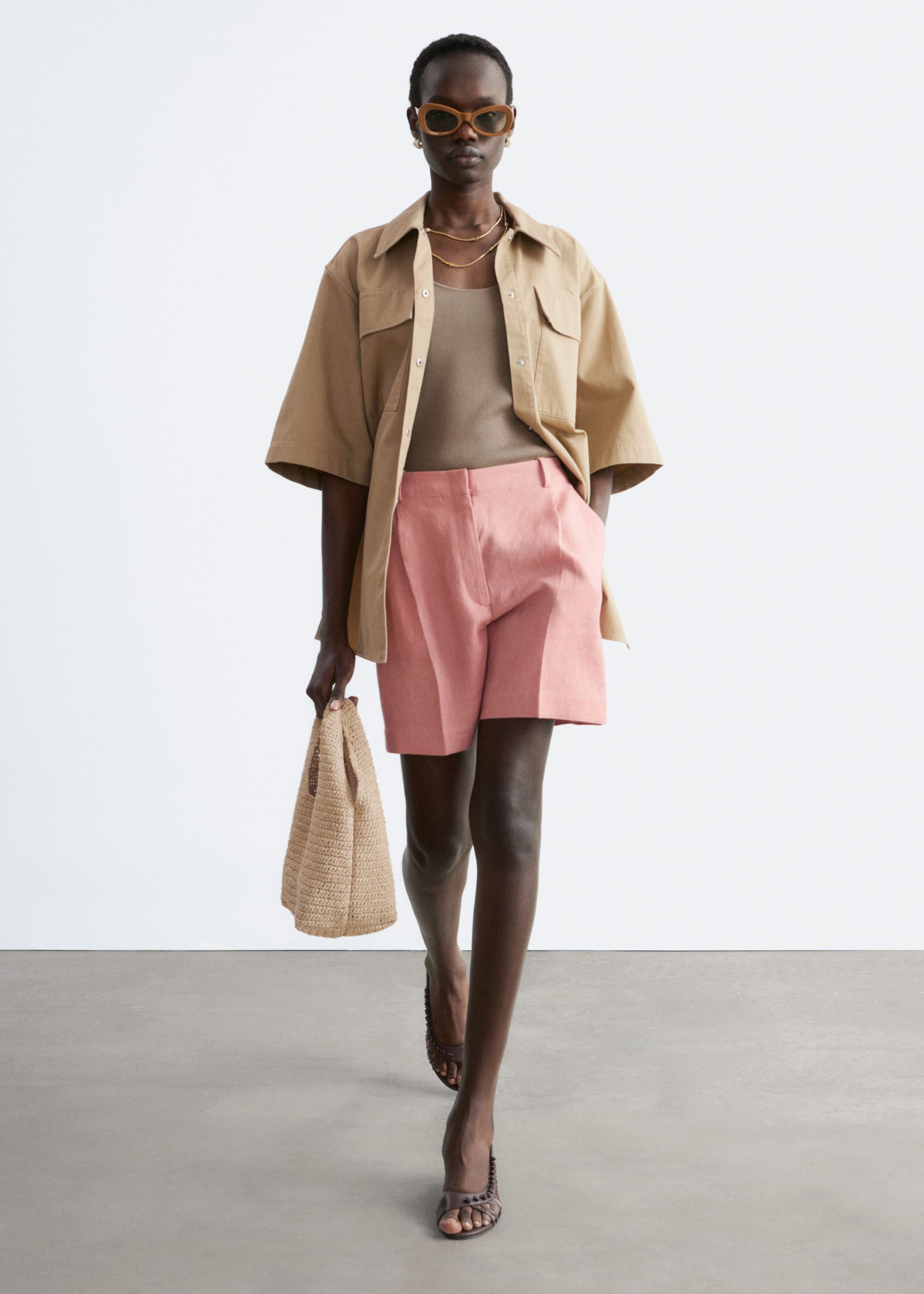Image of Pleated Linen Shorts