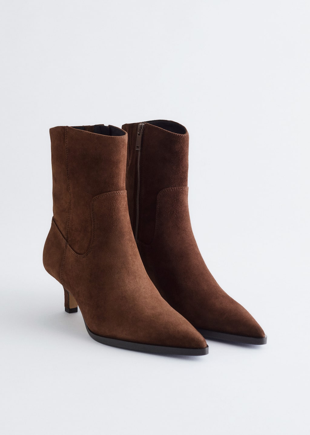 Image of Kitten Heel Suede Ankle Boots
