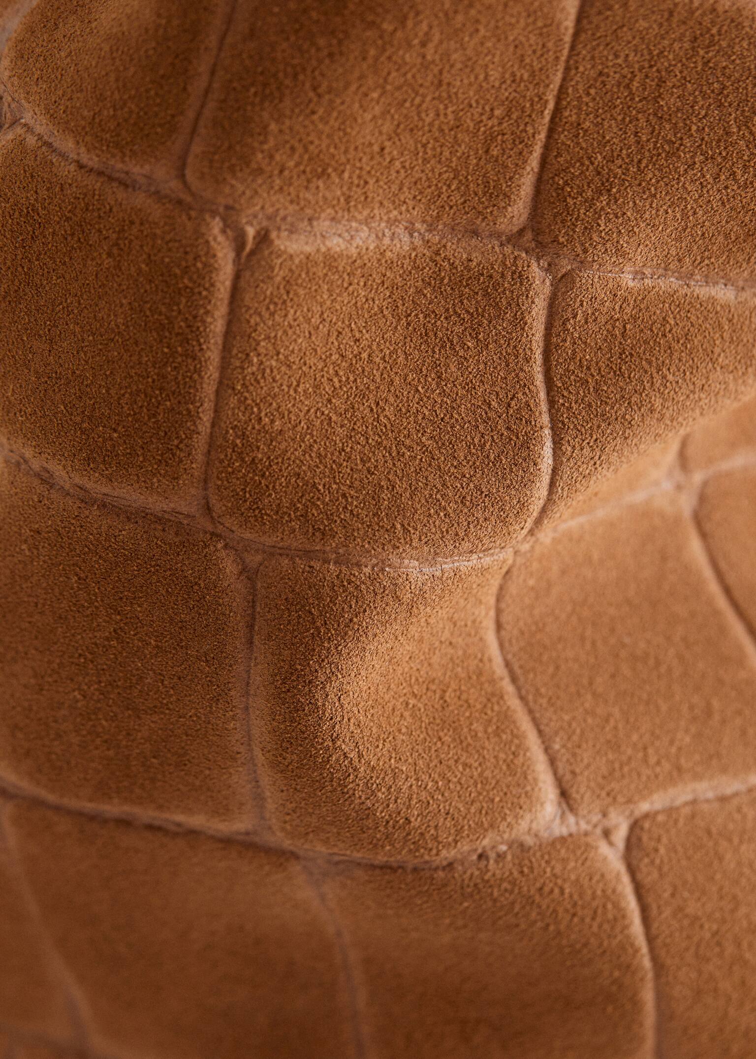 Small Suede Croco Tote Bag - Dark Beige - 3