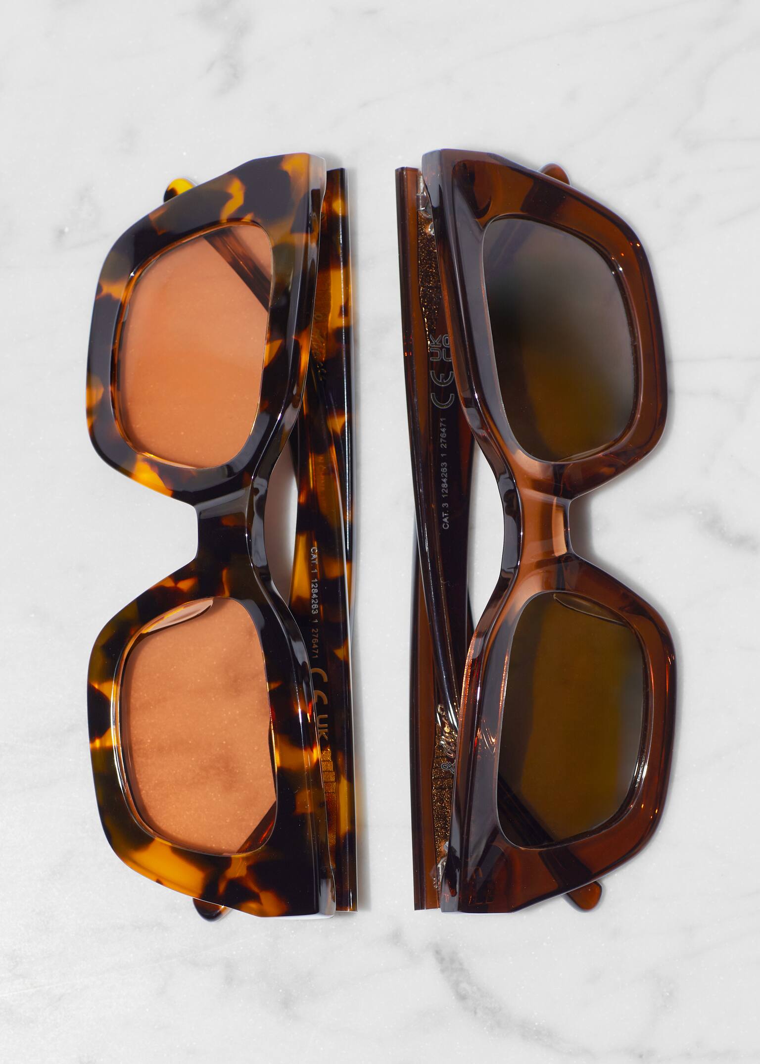 Rectangular-Frame Acetate Sunglasses - Tortoise/Barna - 7