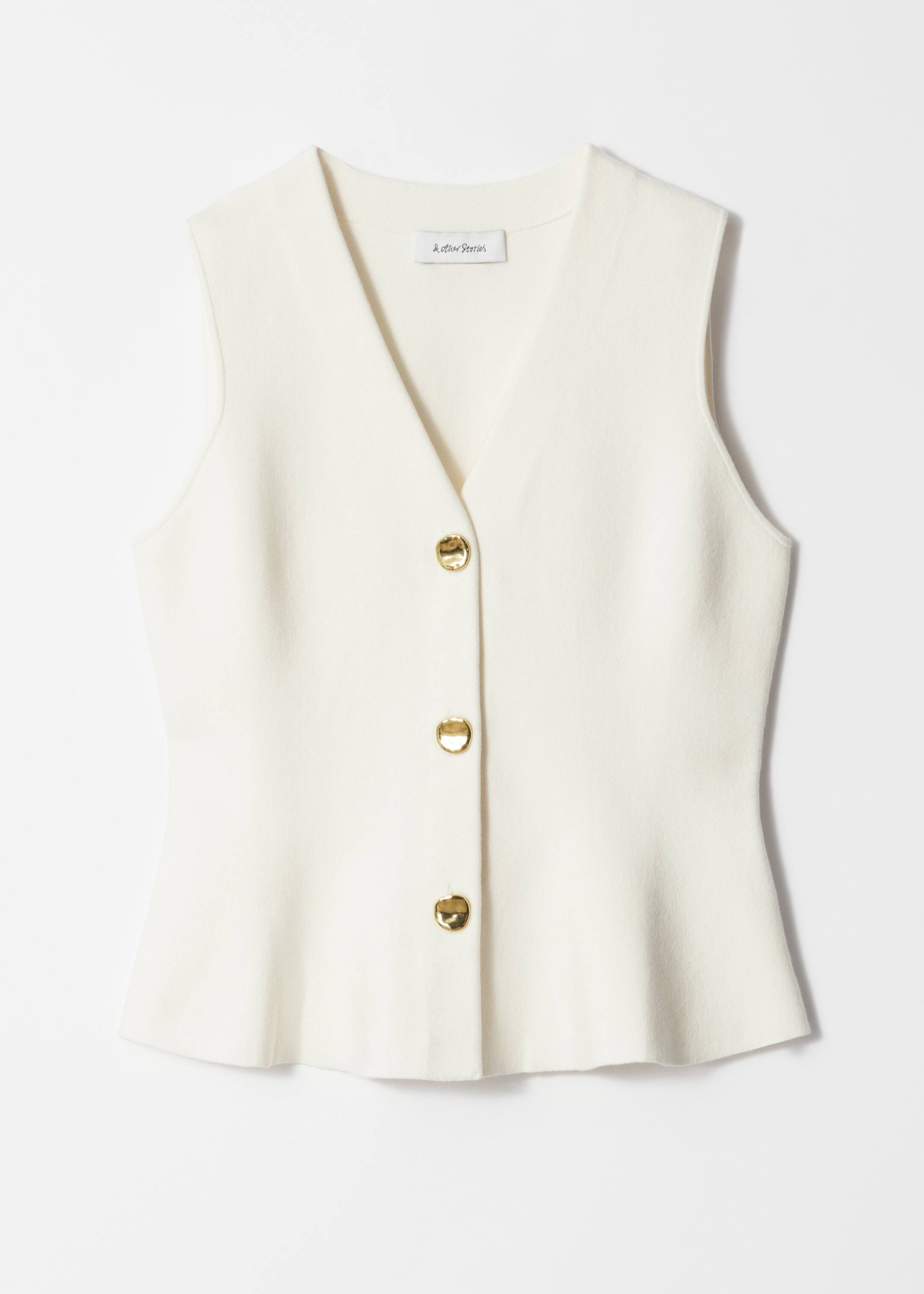 Größeres Bild ansehen: Strickweste mit Schößchen - Weiß - Ladies | H&M DE 4