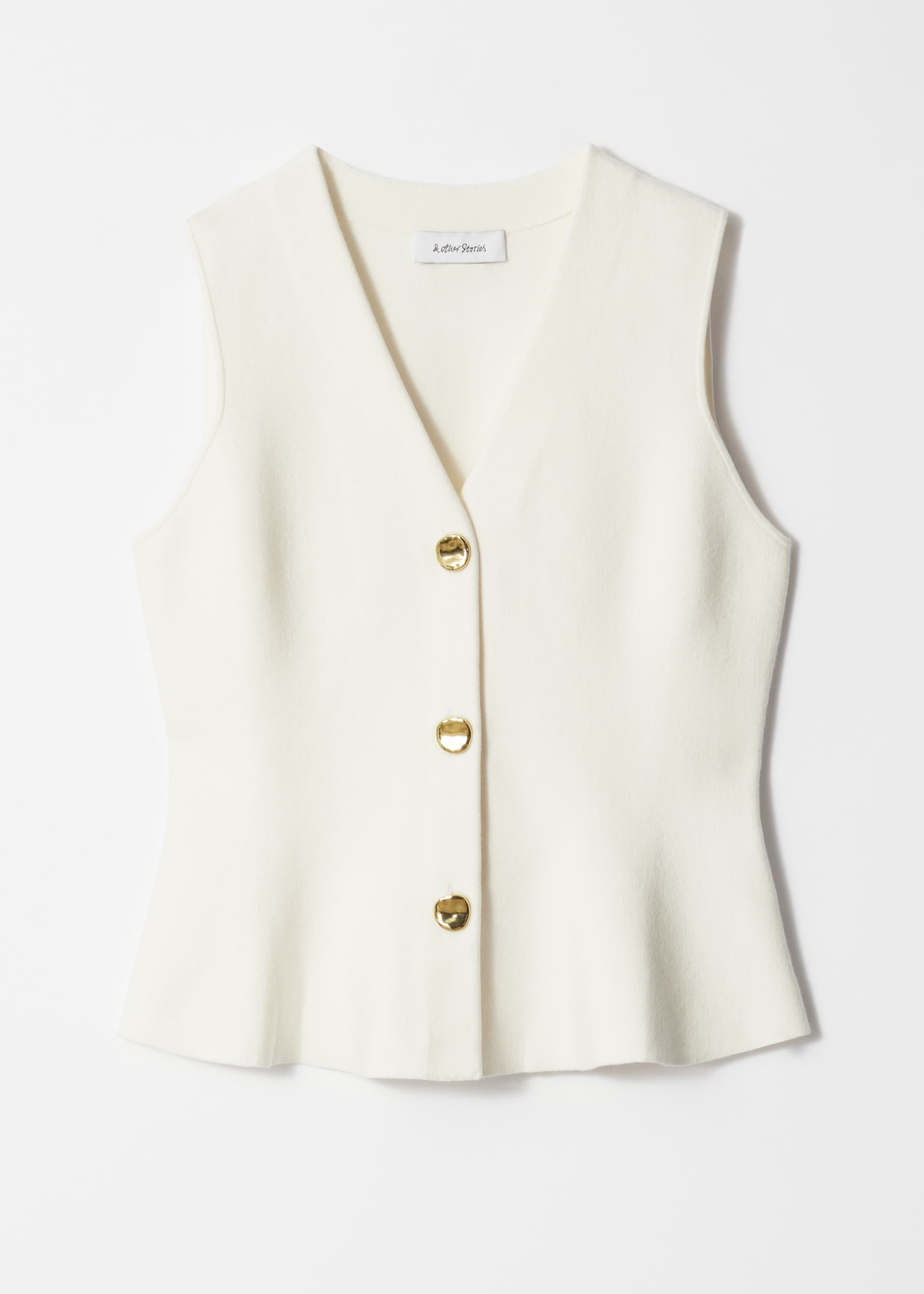Ver imagem maior: Colete peplum em malha - Branco - SENHORA | H&M PT 4