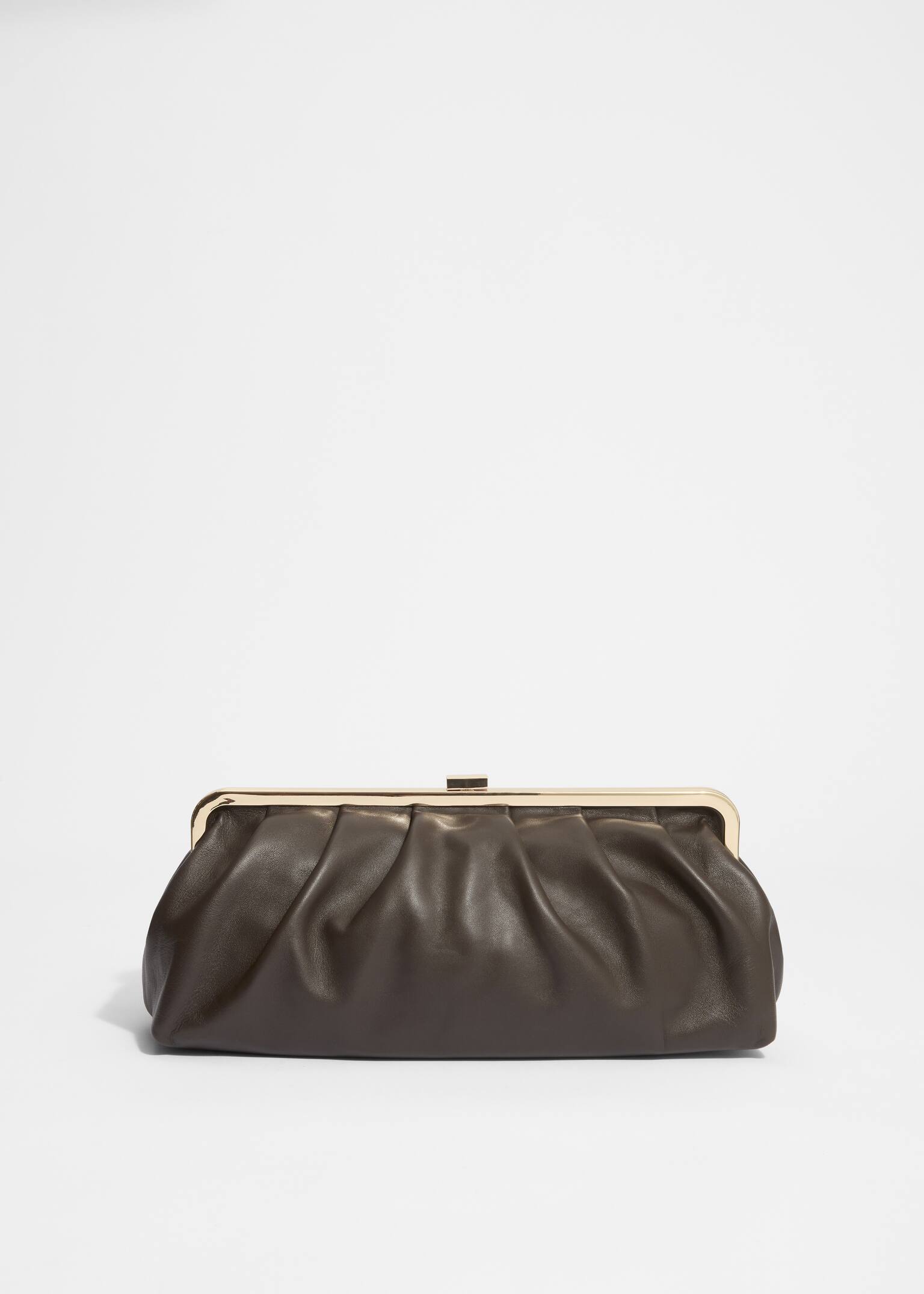 Classic Leather Clutch Bag - Brown