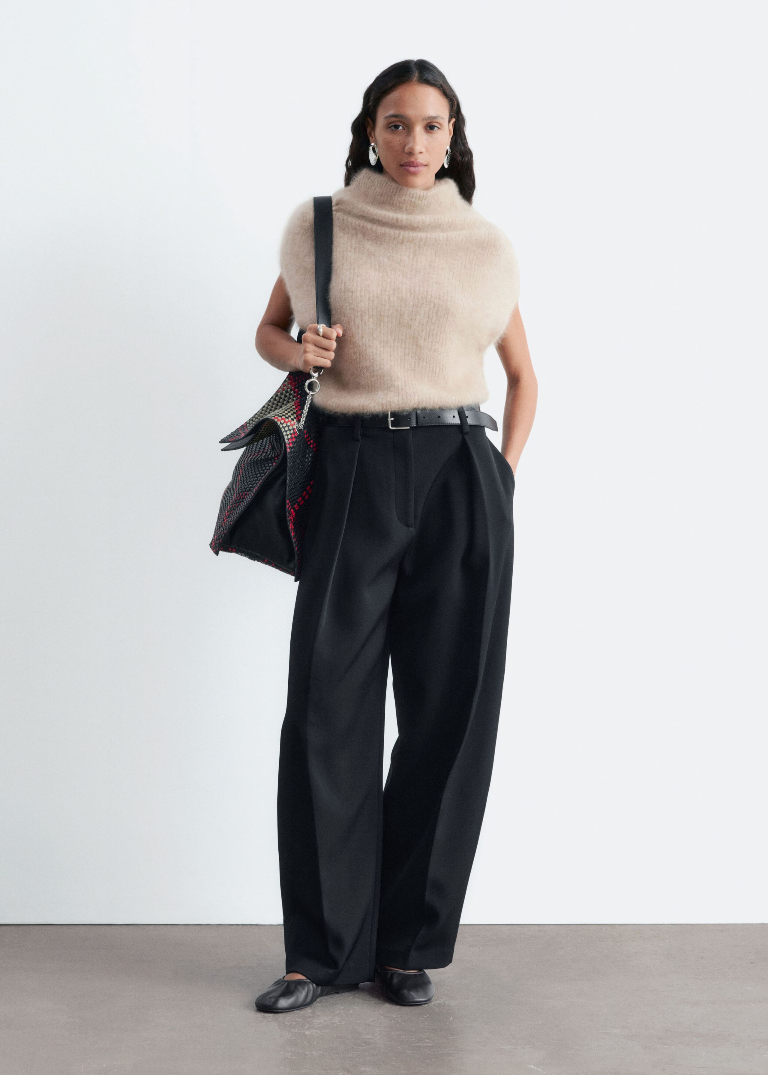 Sculptural Pleat Trousers - Cream - Lookbook