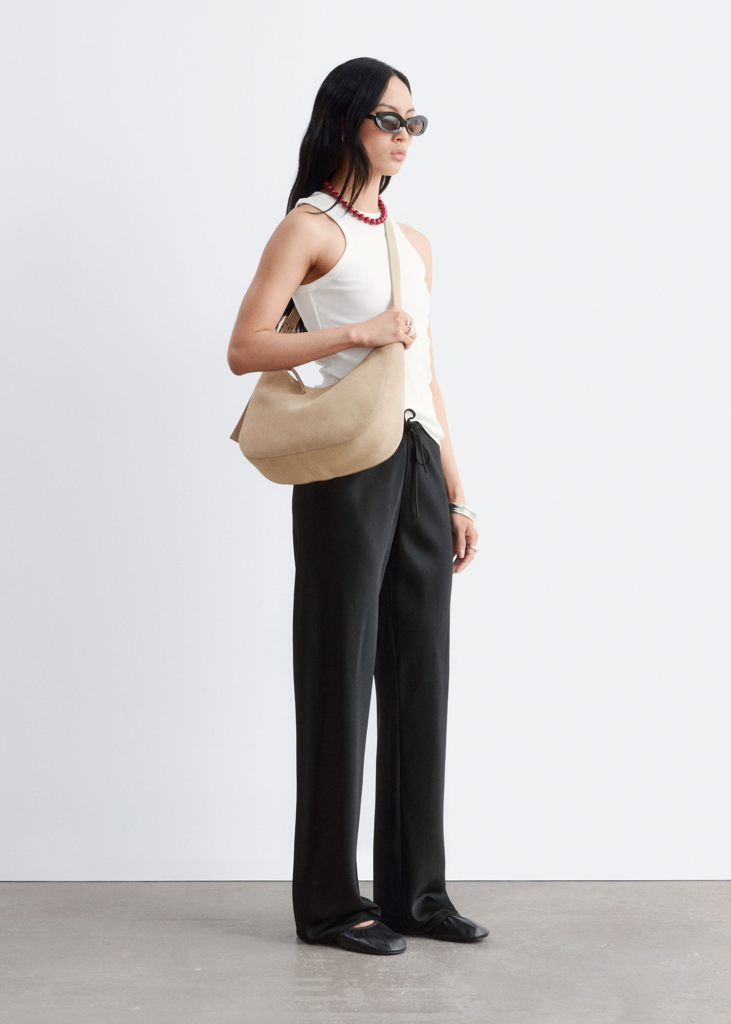 Image of Drawstring Twill Trousers