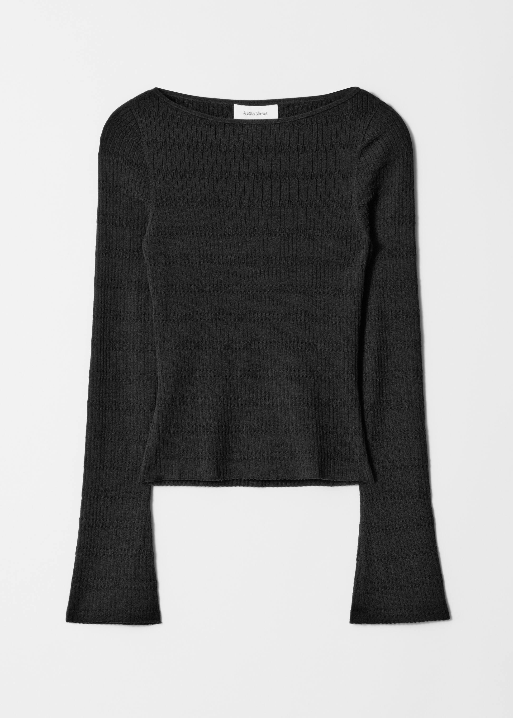 Grotere afbeelding bekijken: Gebreide top met boothals - Zwart - DAMES | H&M NL 1