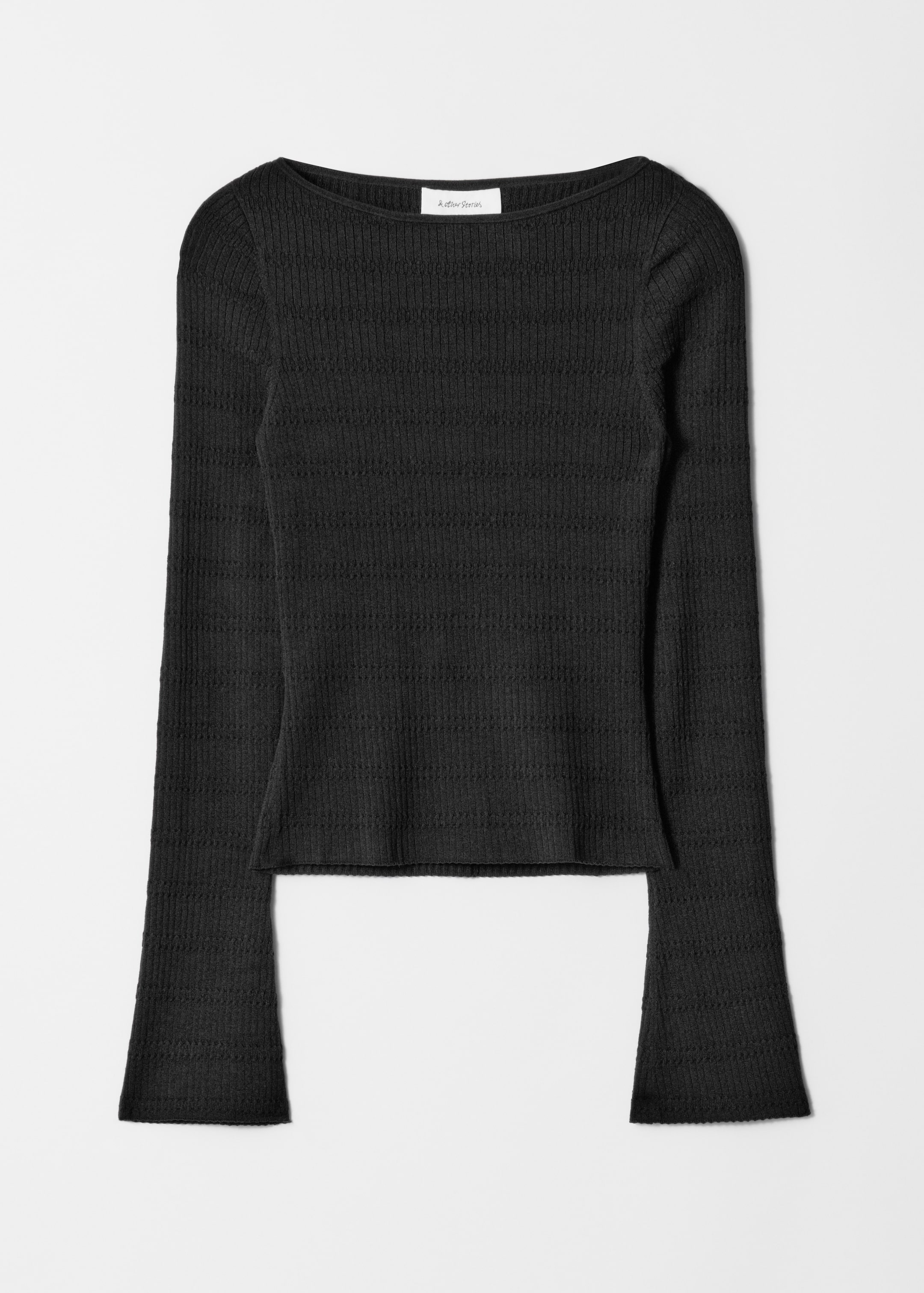 Visa större bild: Stickad topp med båtringning - Svart - DAM | H&M FI 1